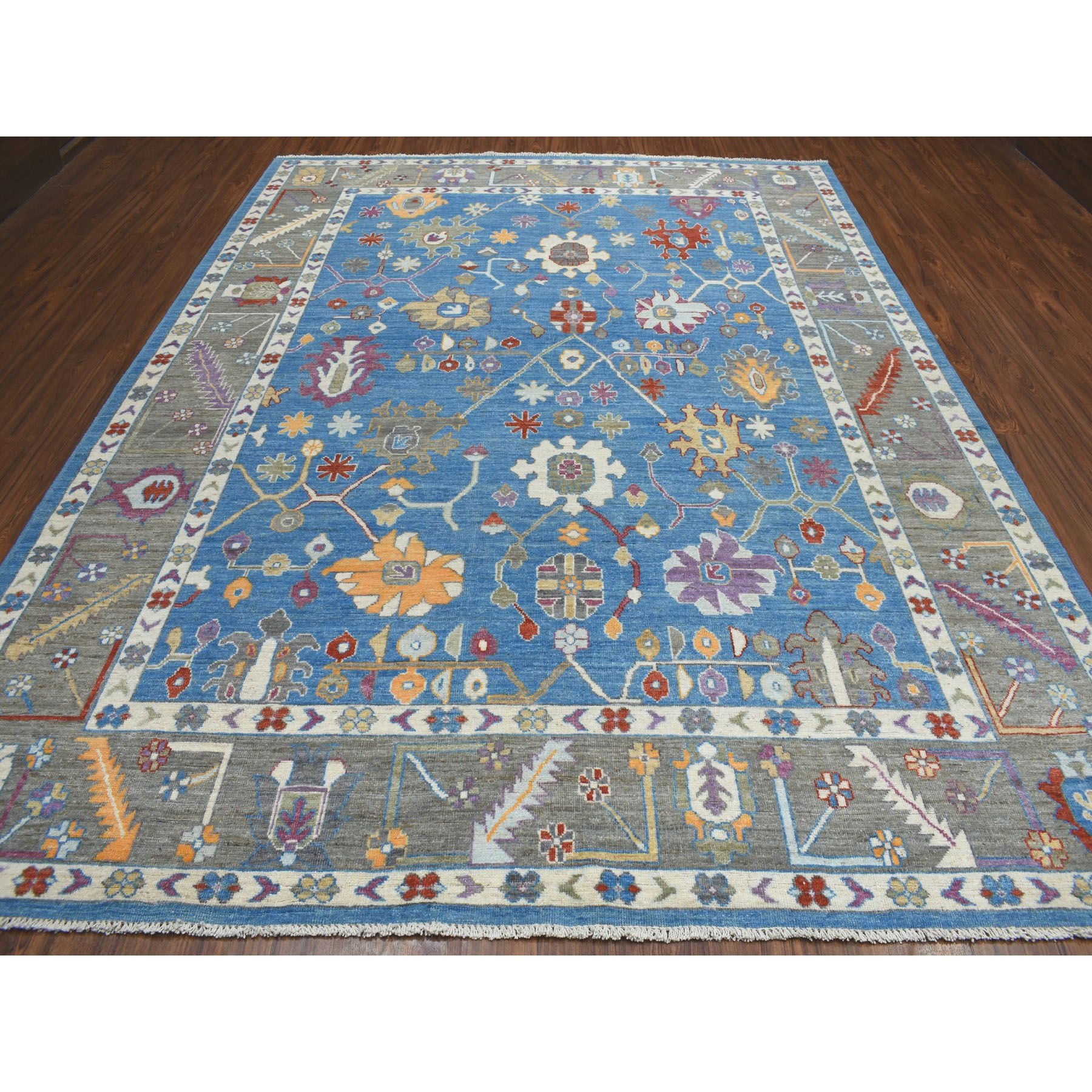 9-x11-8  Blue Angora Oushak Pure Wool Hand Knotted Oriental Rug 
