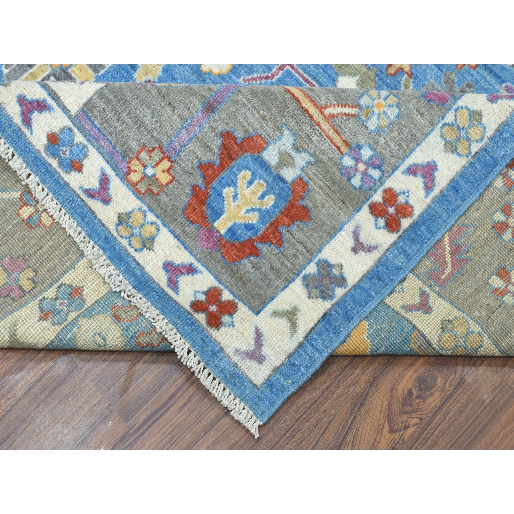 9-x11-8  Blue Angora Oushak Pure Wool Hand Knotted Oriental Rug 