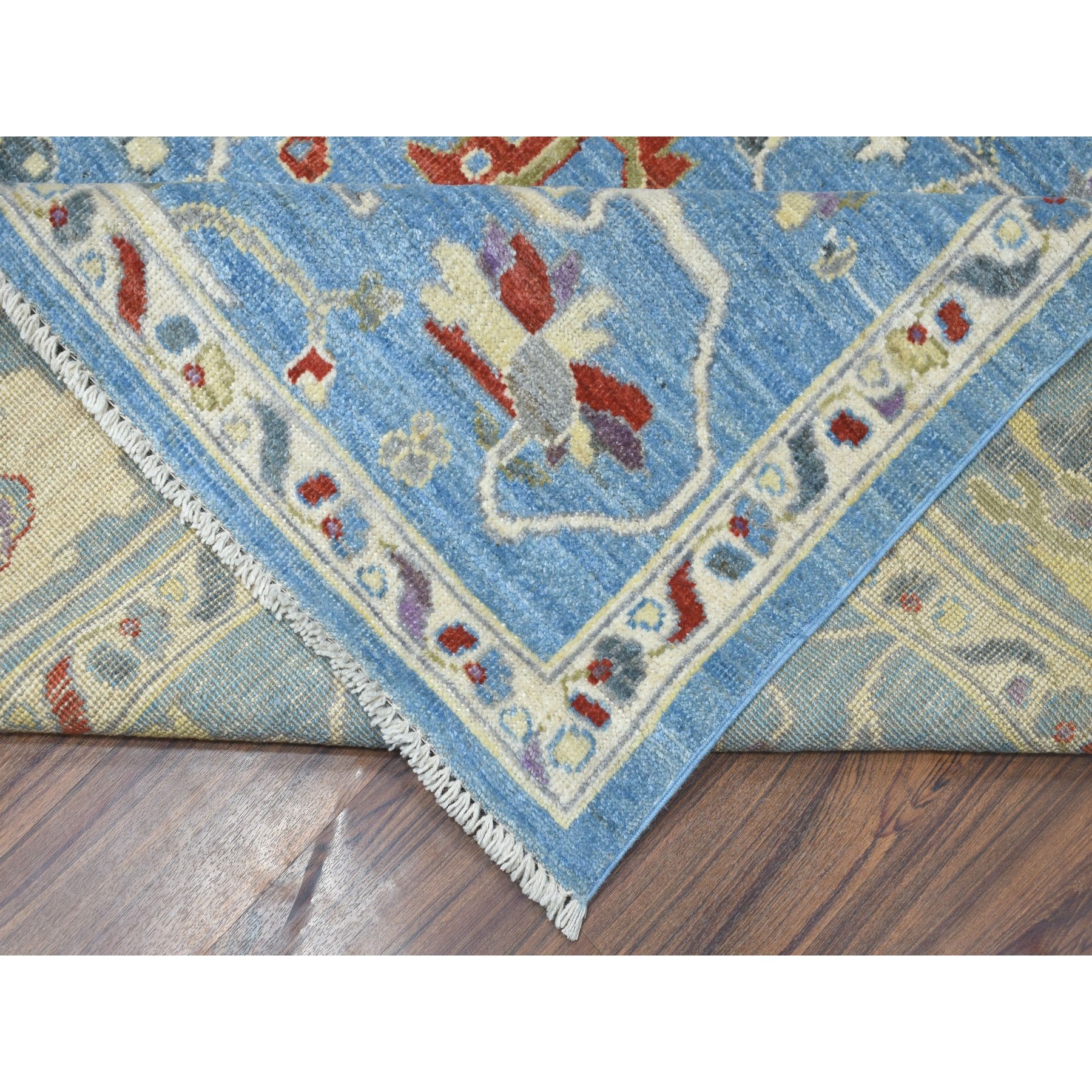 8-10 x11-8  Blue Angora Oushak Pure Wool Hand Knotted Oriental Rug 