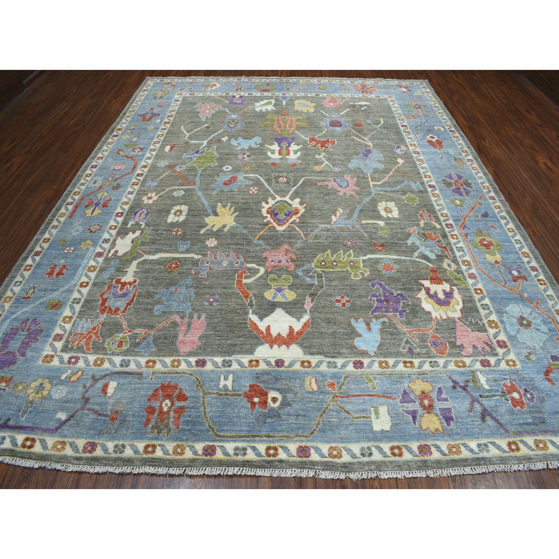 9-1 x11-8  Gray Angora Oushak Pure Wool Hand Knotted Oriental Rug 
