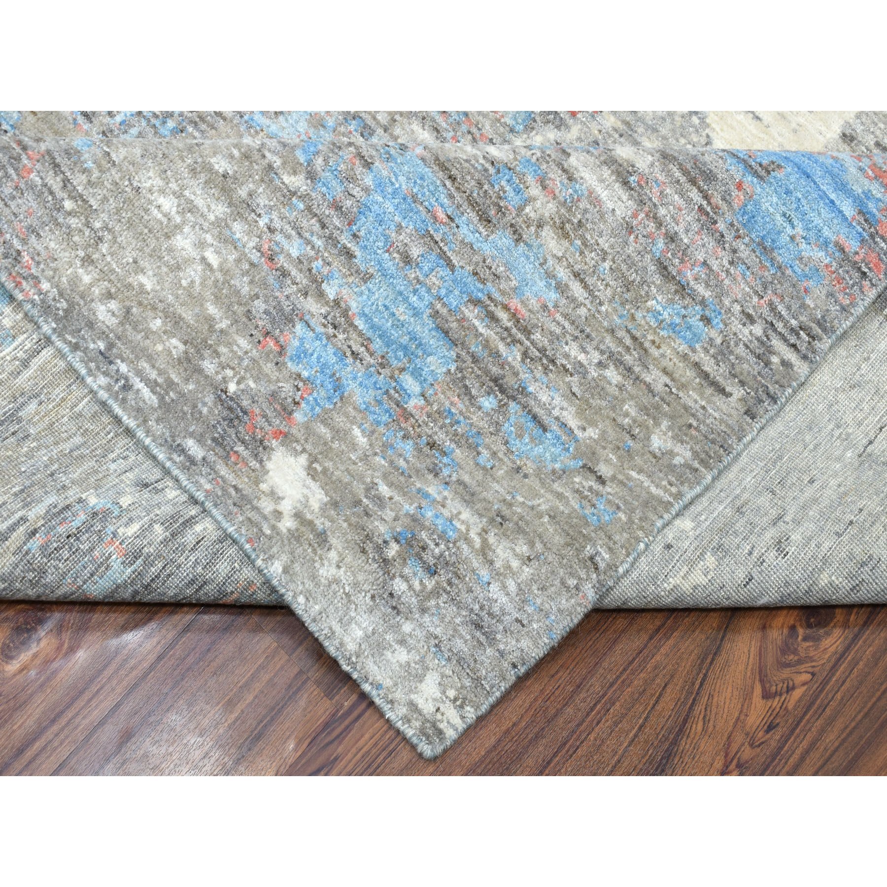 9-x11-9  Gray Pure Wool Abstract Design Hand Knotted Oriental Rug 