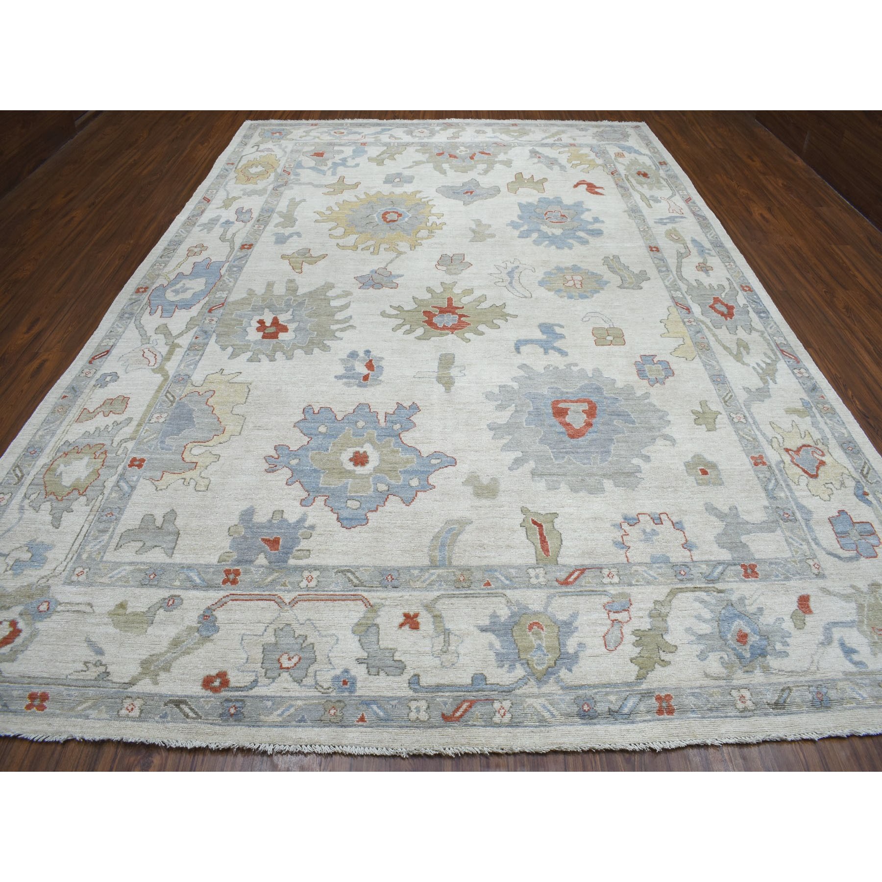 9-7 x14-1  Ivory Angora Oushak Pure Wool Hand Knotted Oriental Rug 