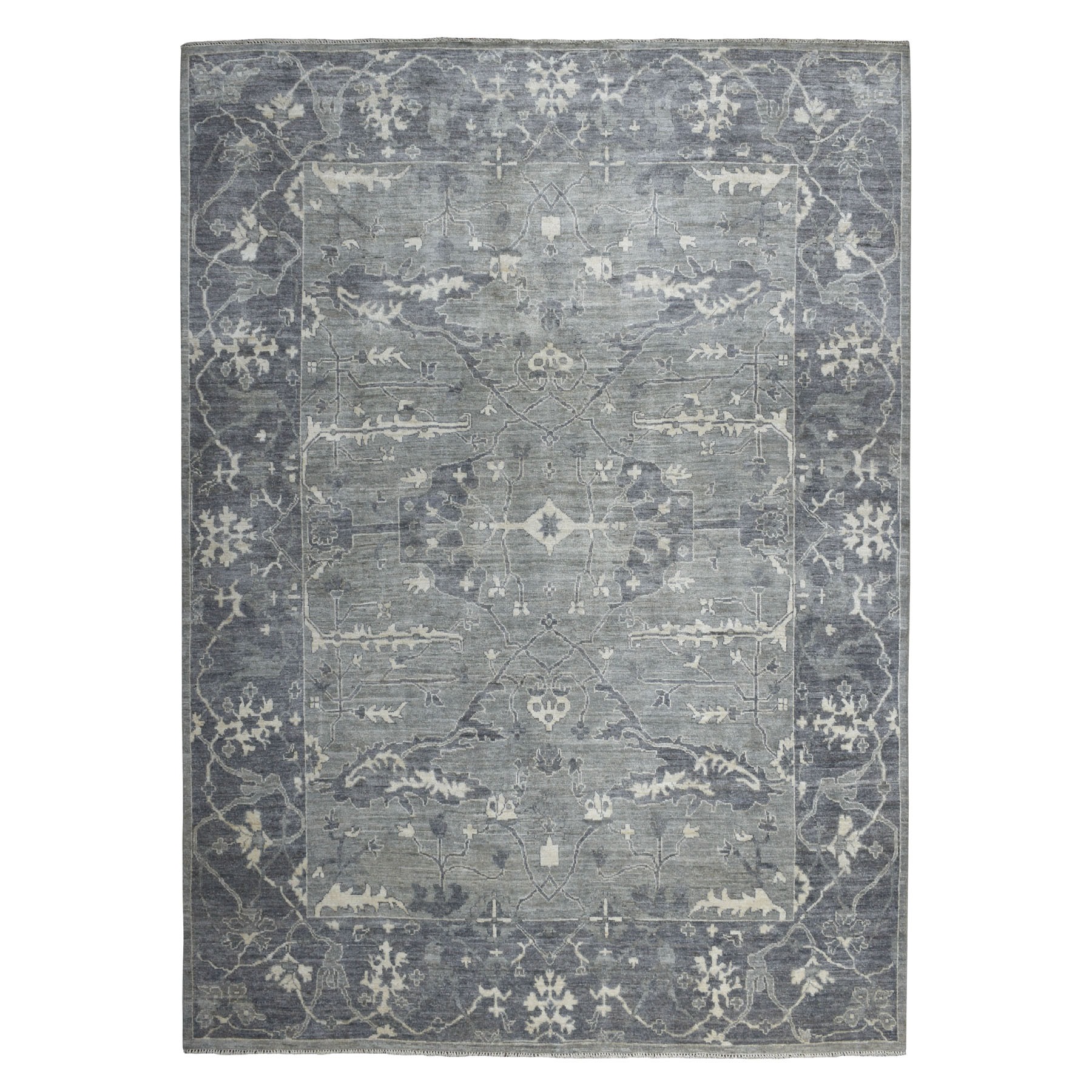 9-x11-7  Gray Angora Oushak Pure Wool Hand Knotted Oriental Rug 