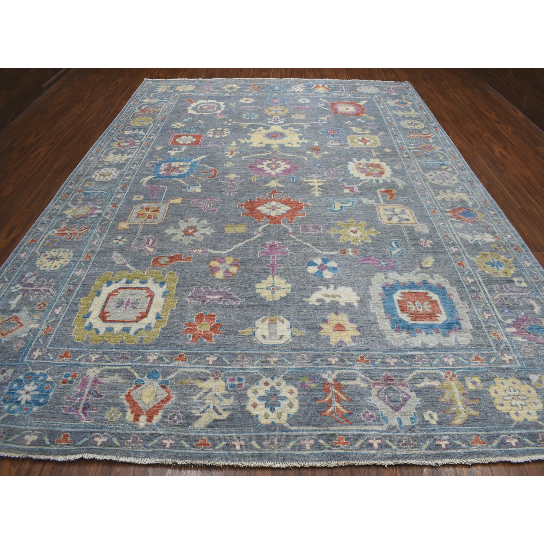 9-10 x13-5  Gray Angora Oushak Hand Knotted Pure Wool Oriental Rug 