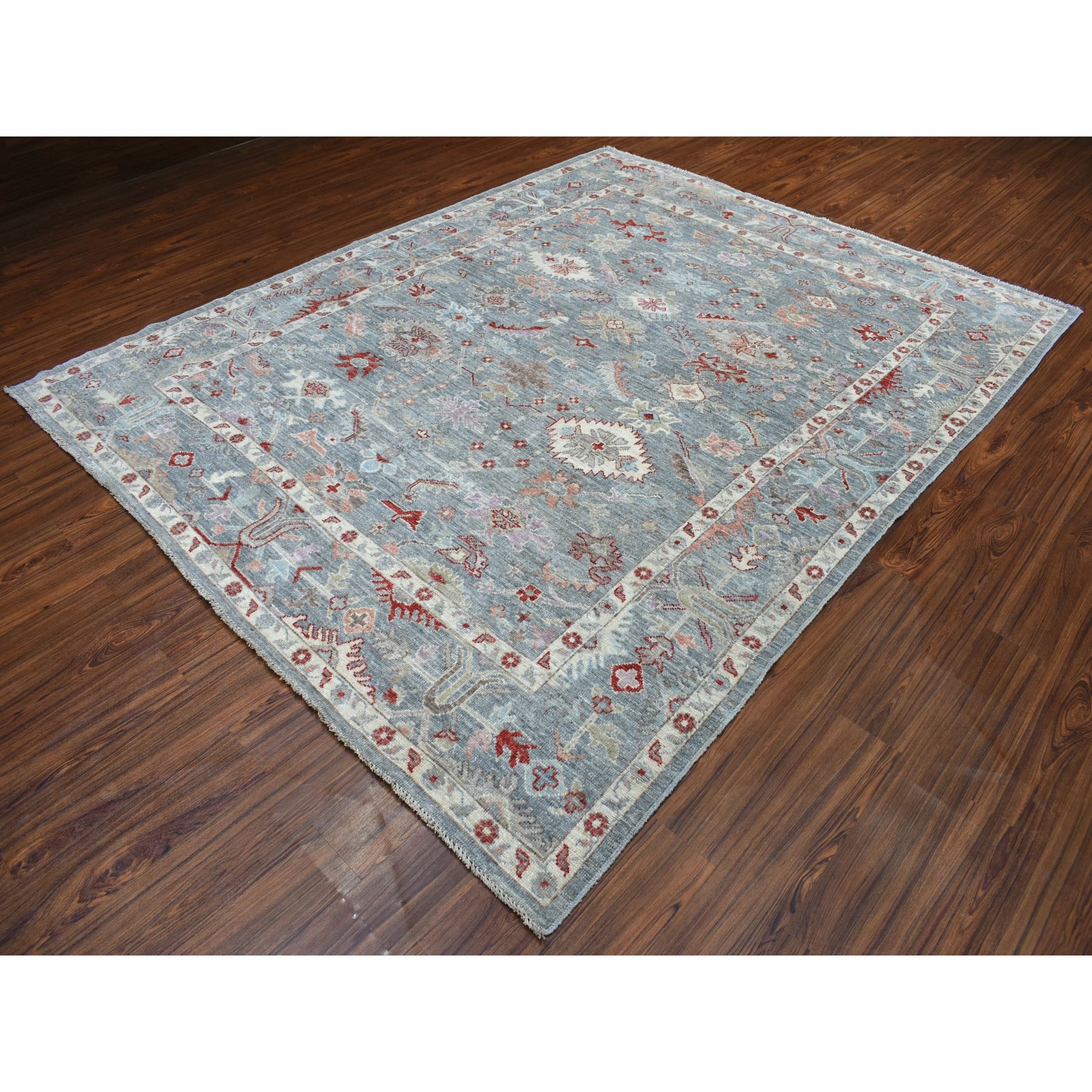 7-9 x9-8  Gray Angora Oushak Pure Wool Hand Knotted Oriental Rug 