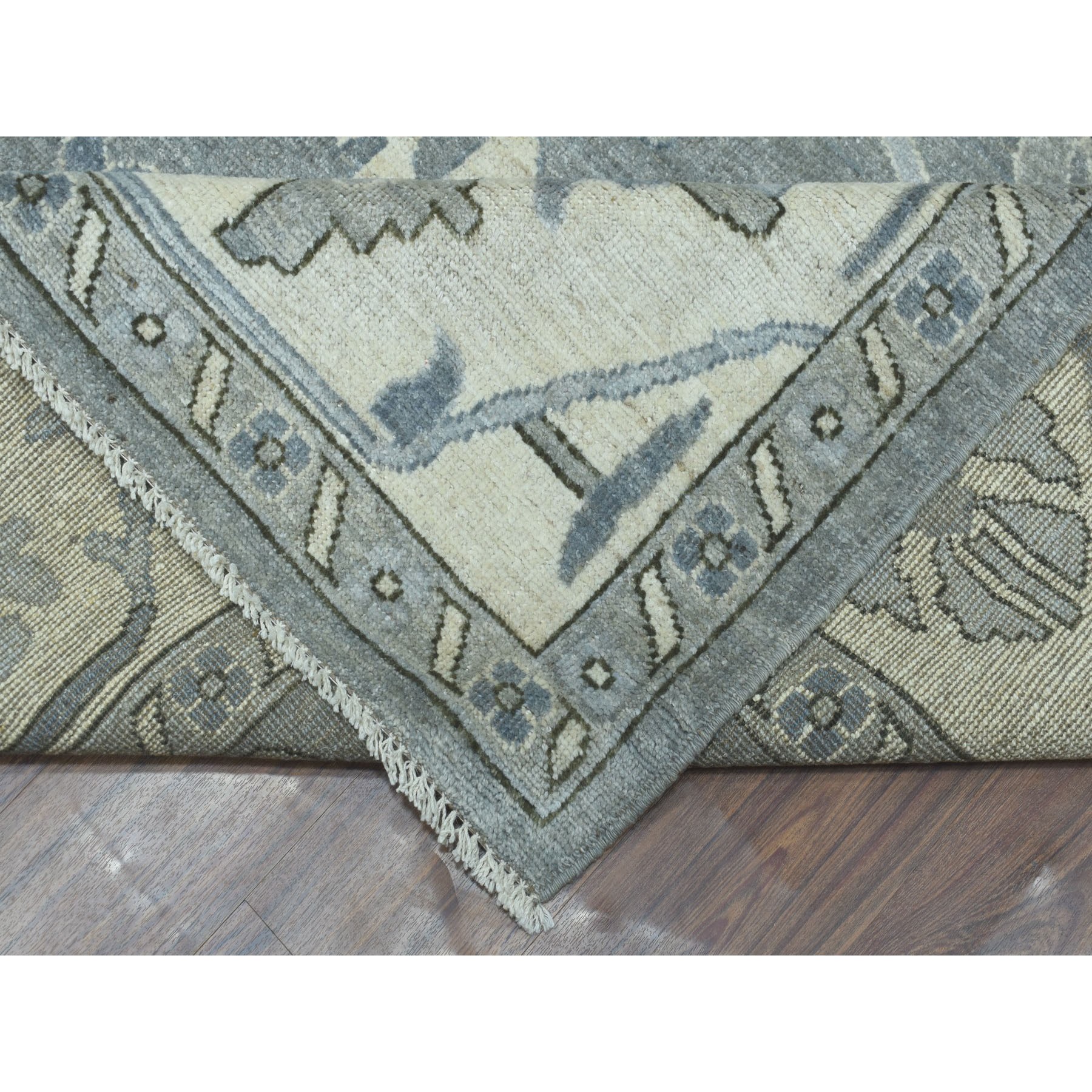 10-x13-4  Gray Angora Oushak Pure Wool Hand Knotted Oriental Rug 
