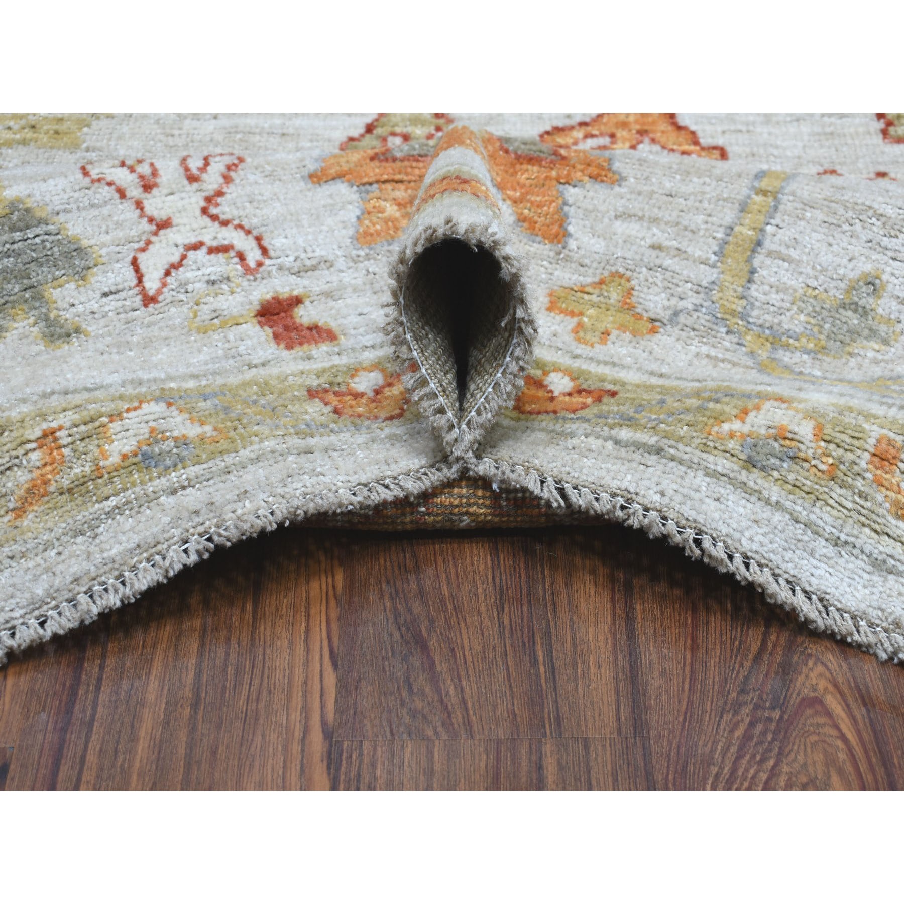 9'10"x13'4" Gray Angora Oushak Pure Wool Hand Knotted Oriental Rug