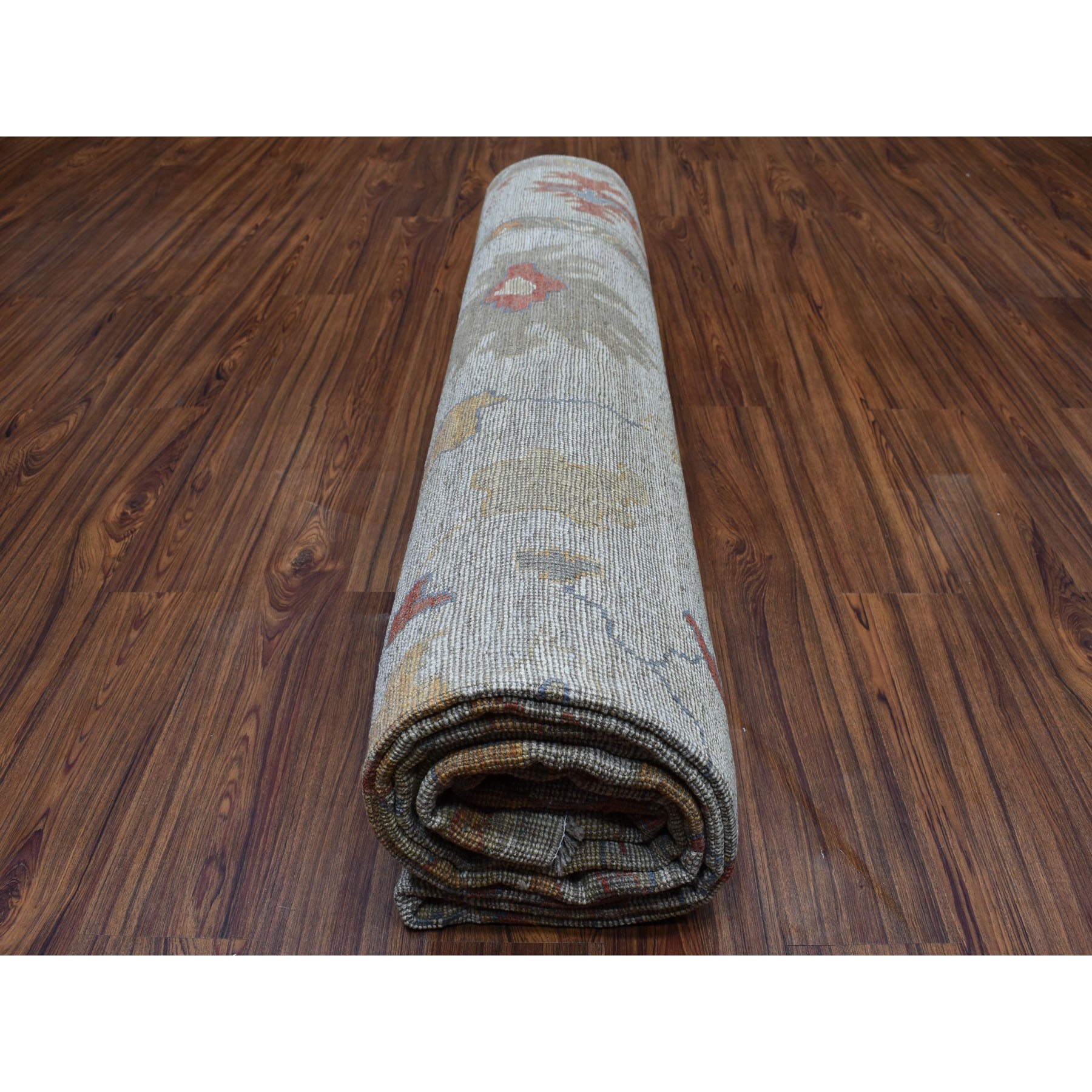 9'10"x13'4" Gray Angora Oushak Pure Wool Hand Knotted Oriental Rug