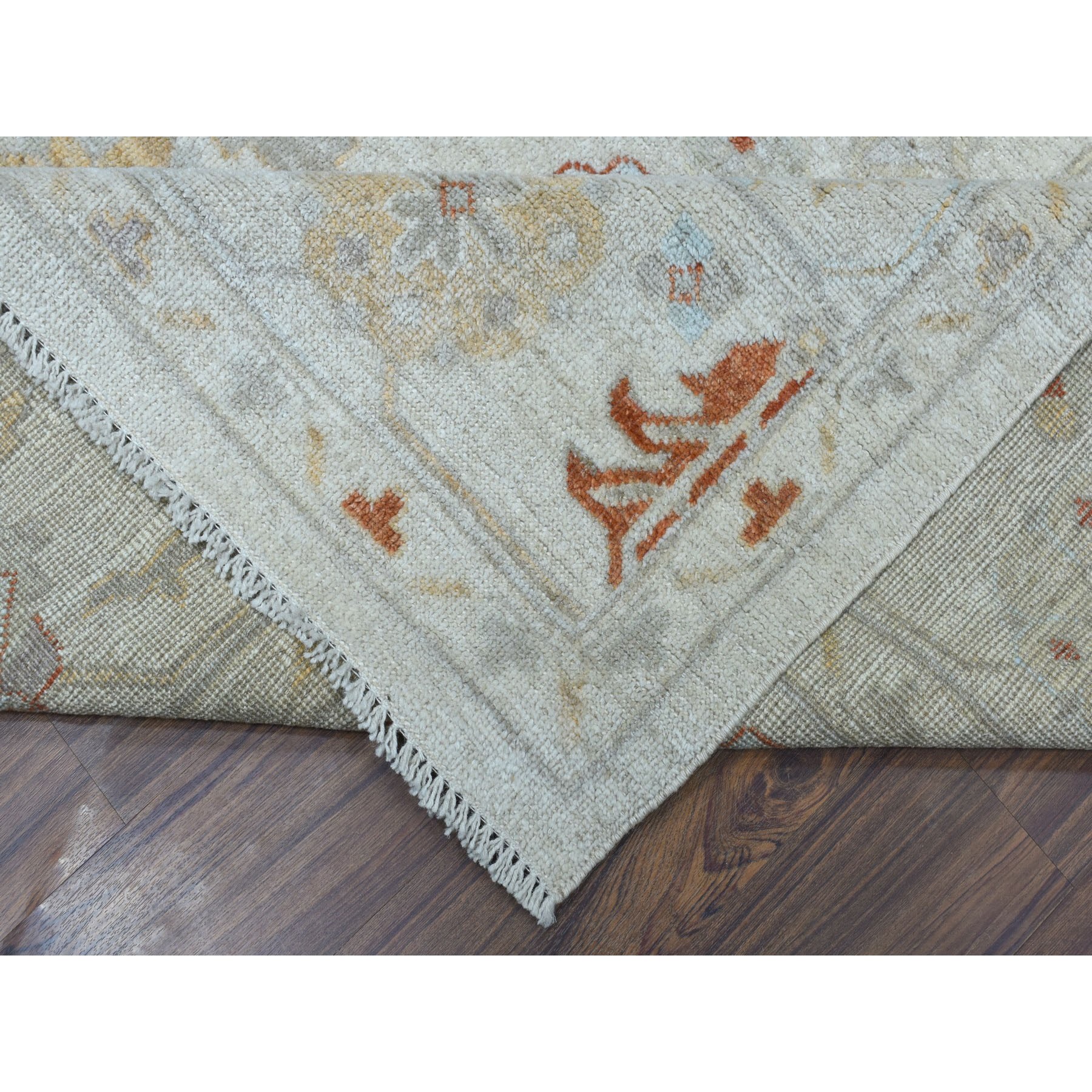 9-3 x12- Ivory Angora Oushak Pure Wool Hand Knotted Oriental Rug 