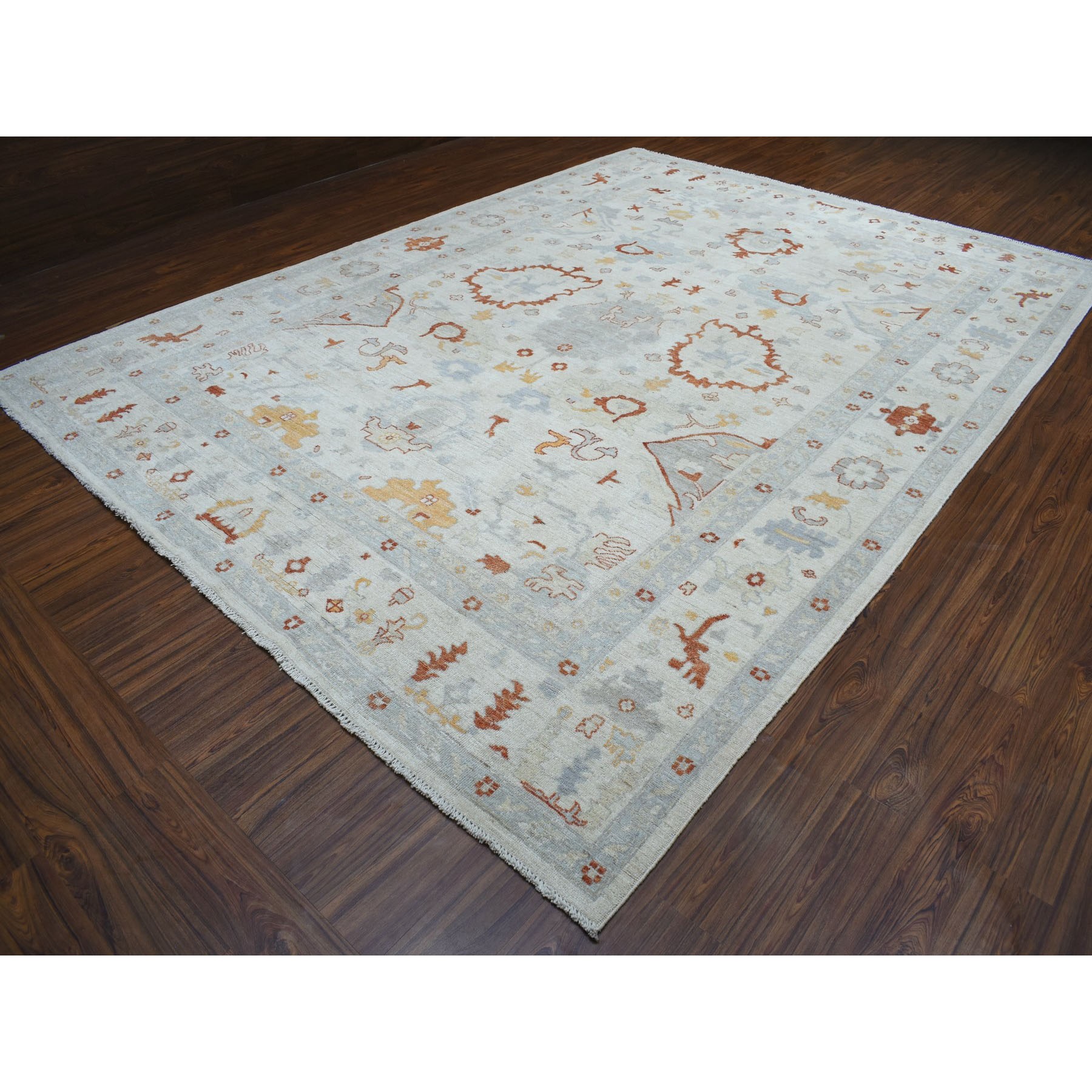 10-1 x13-8  Ivory Angora Oushak Pure Wool Hand Knotted Oriental Rug 