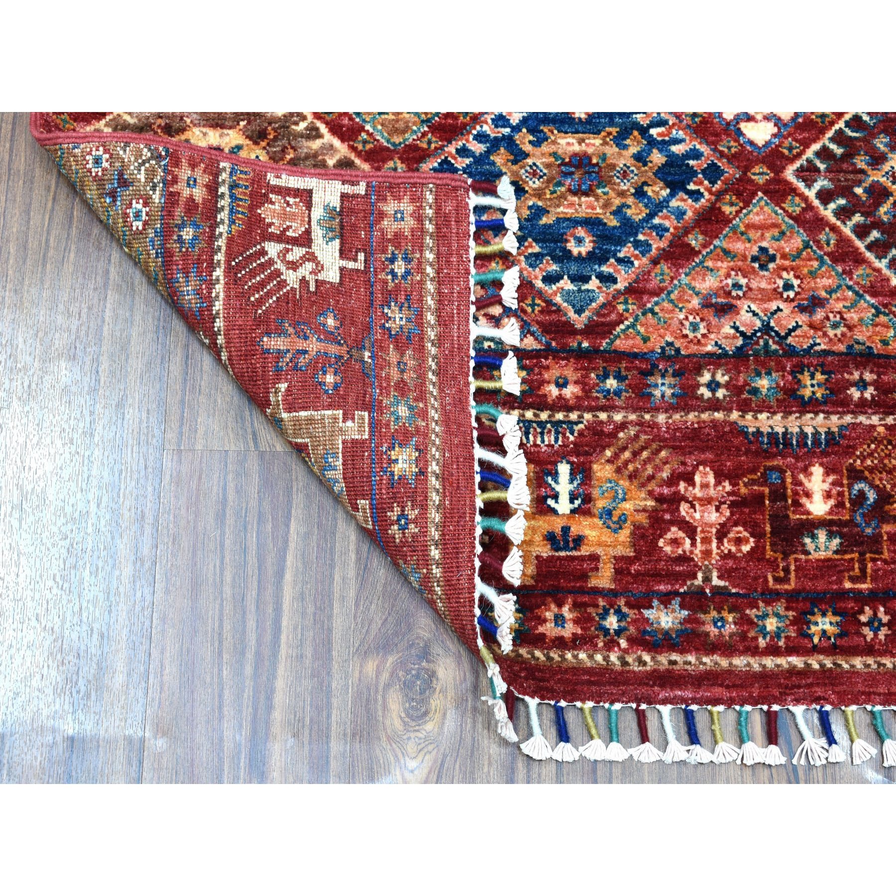2-7 x9-8  Khorjin Design Runner Red Super Kazak Geometric Hand Knotted Pure Wool Oriental Rug 