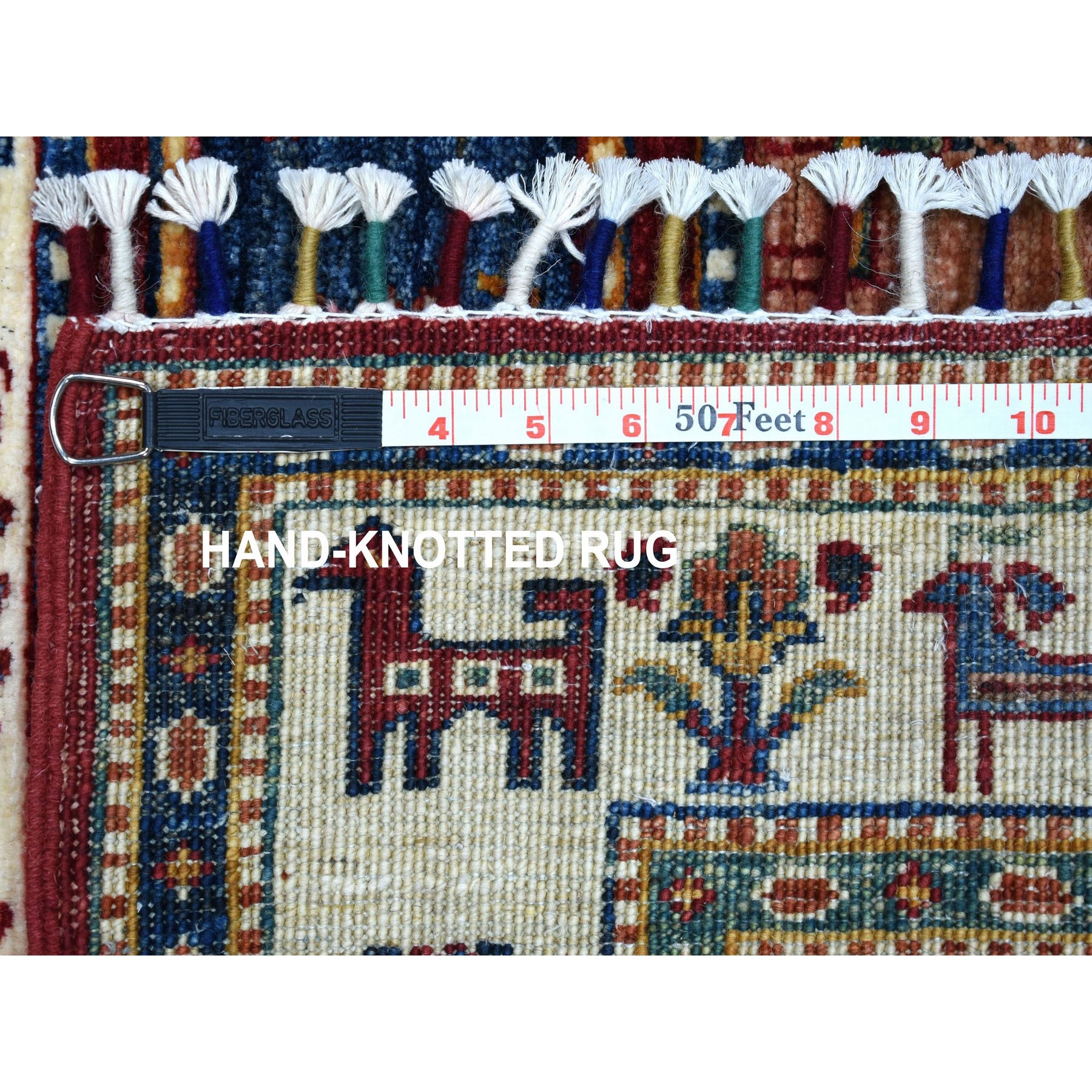 3-x9-1  Khorjin Design Runner Red Super Kazak Pictorial Hand Knotted Pure Wool Oriental Rug 