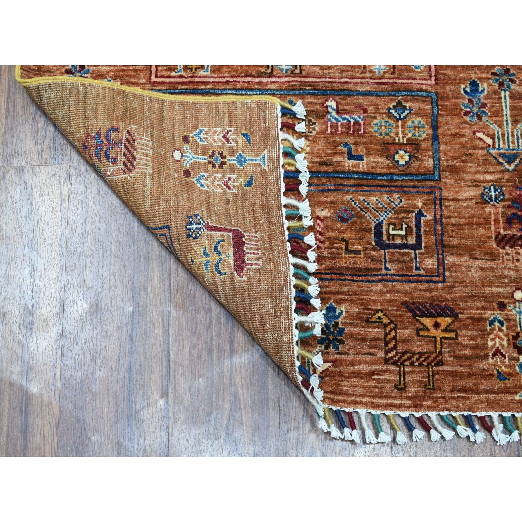 2-8 x9-6  Brown Kashkuli Design Runner Super Kazak Geometric Hand Knotted Pure Wool Oriental Rug 