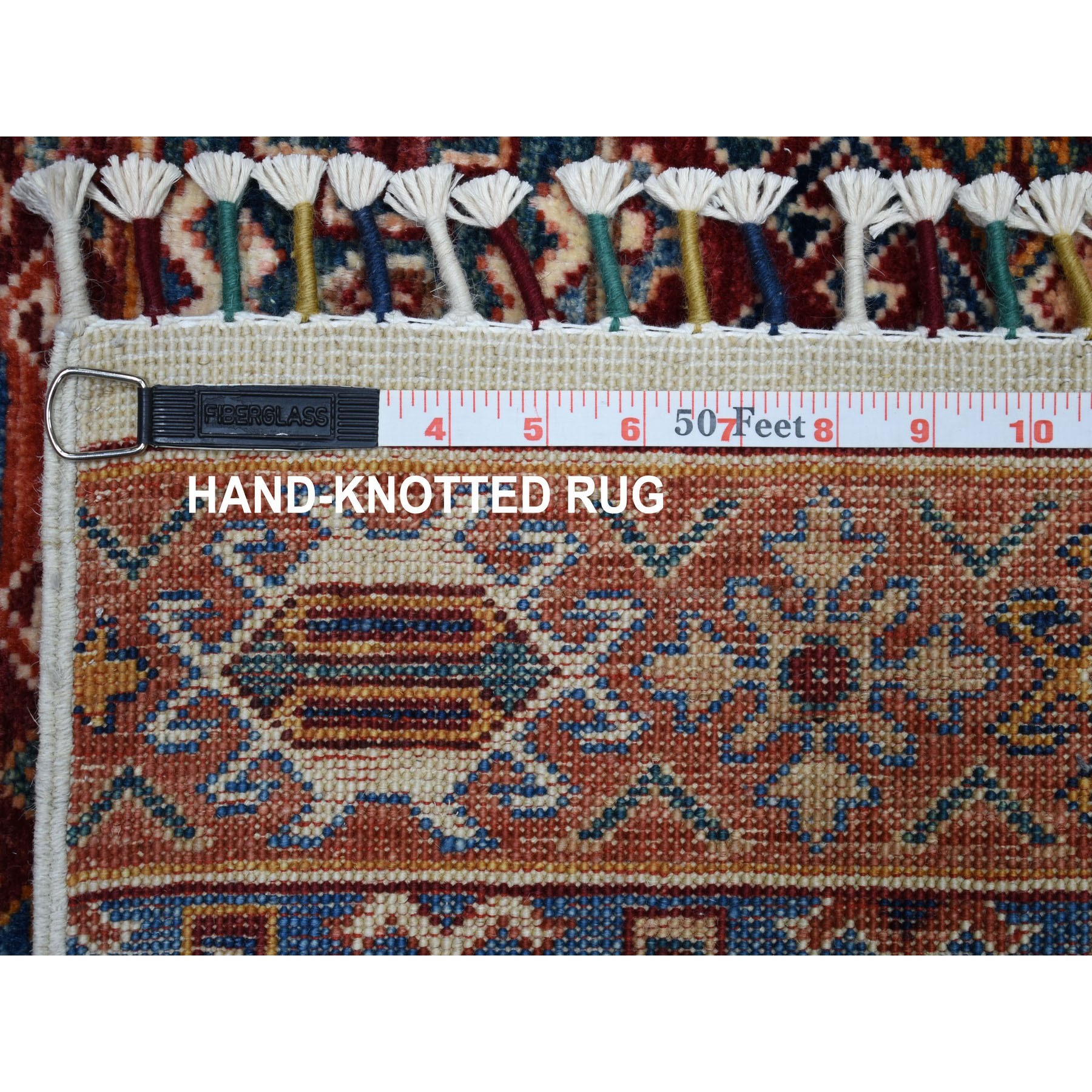 5-7 x8-4  Ivory Khorjin Design Super Kazak Geometric Hand Knotted Pure Wool Oriental Rug 