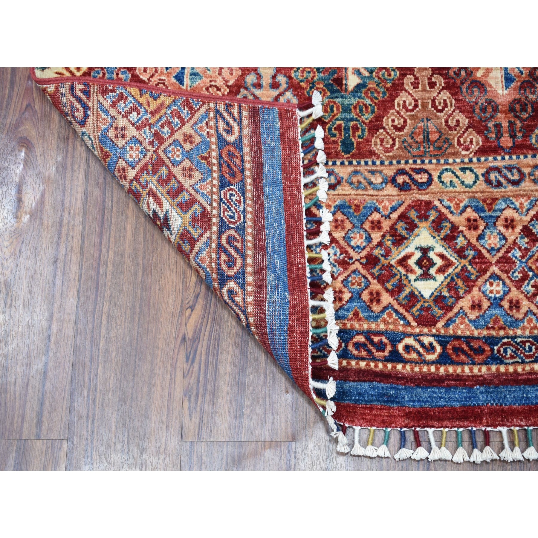 2-6 x9-8  Khorjin Design Runner Red Super Kazak Geometric Hand Knotted 100% Wool Oriental Rug 
