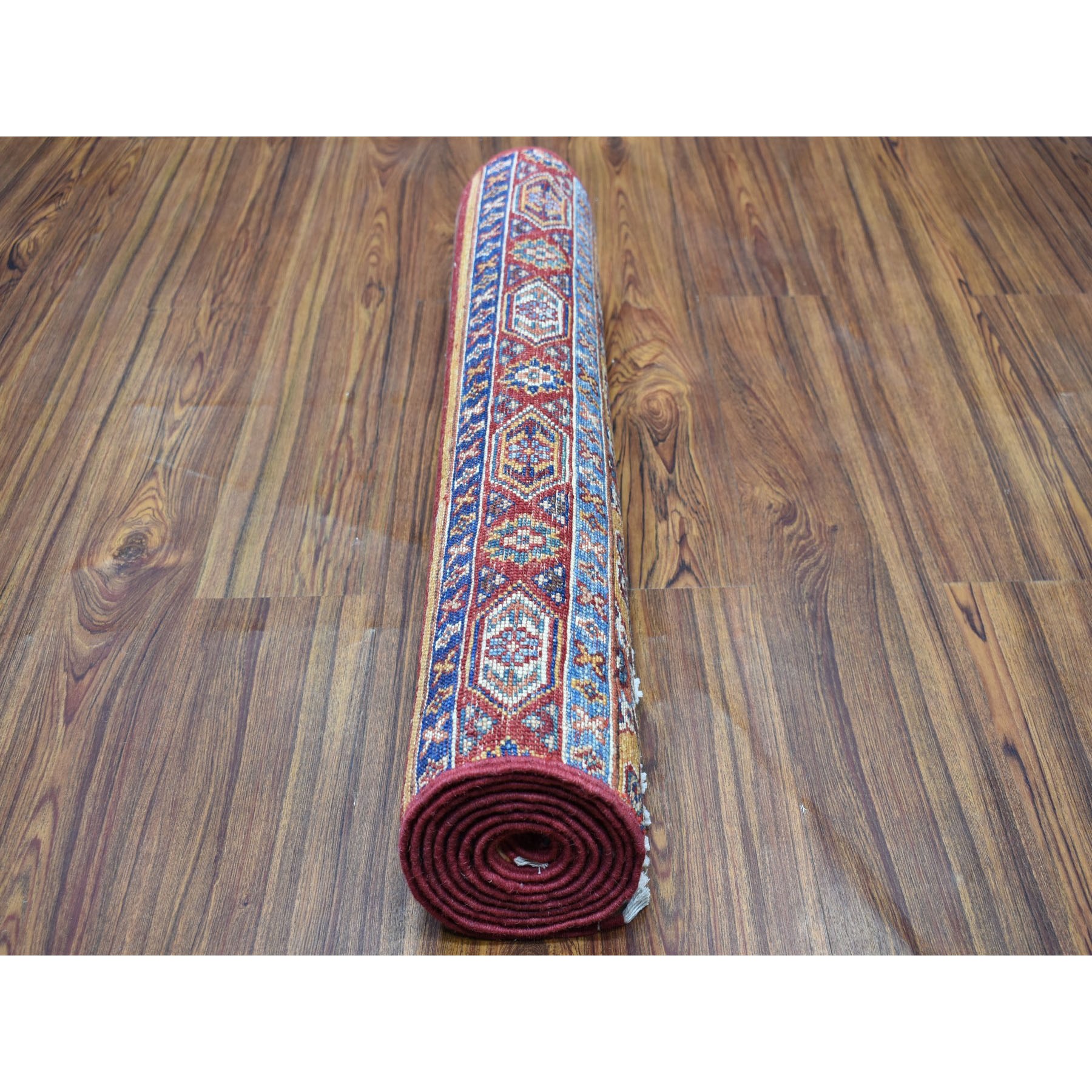 2-6 x7-6  Khorjin Design Runner Red Super Kazak Geometric Hand Knotted 100% Wool Oriental Rug 