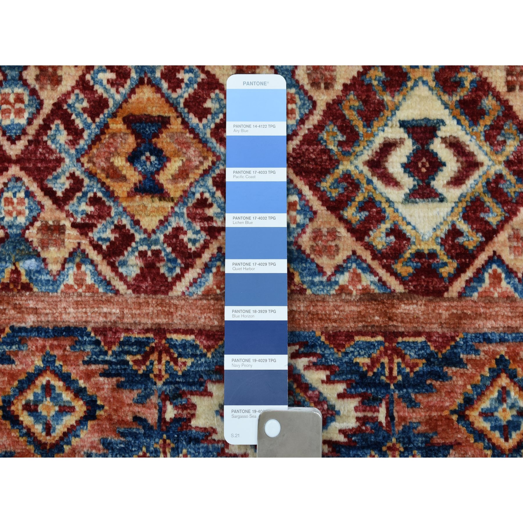 2-8 x8- Khorjin Design Runner Blue Super Kazak Geometric Pure Wool Hand Knotted Oriental Rug 