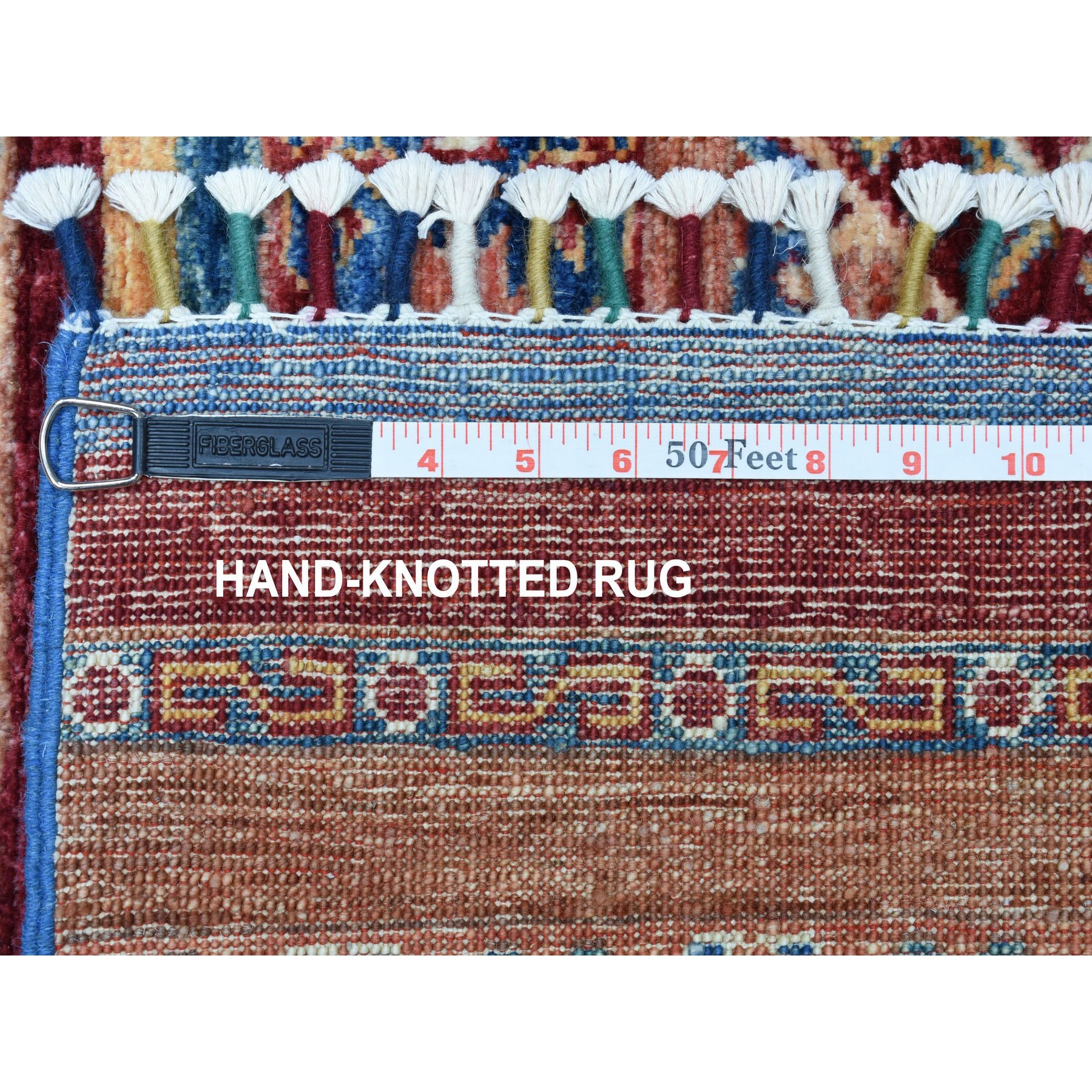 2-8 x8- Khorjin Design Runner Blue Super Kazak Geometric Pure Wool Hand Knotted Oriental Rug 