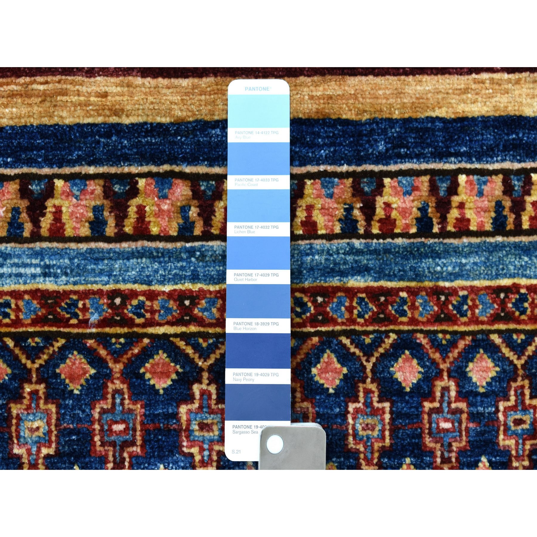 2-5 x7-1  Khorjin Design Runner Blue Super Kazak Geometric Pure Wool Hand Knotted Oriental Rug 