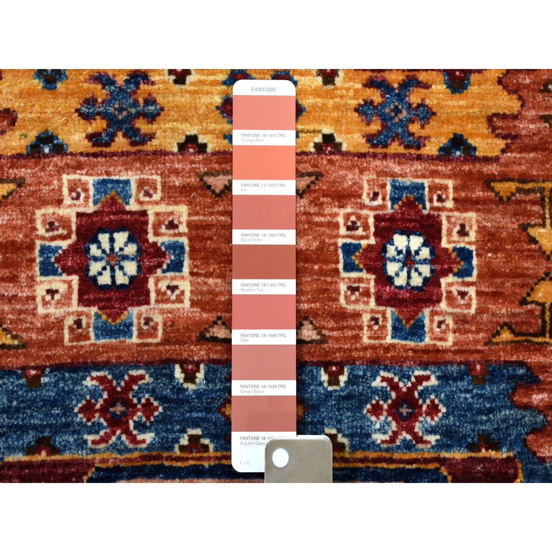 2-7 x4-2  Khorjin Design Orange Super Kazak Geometric Pure Wool Hand Knotted Oriental Rug 