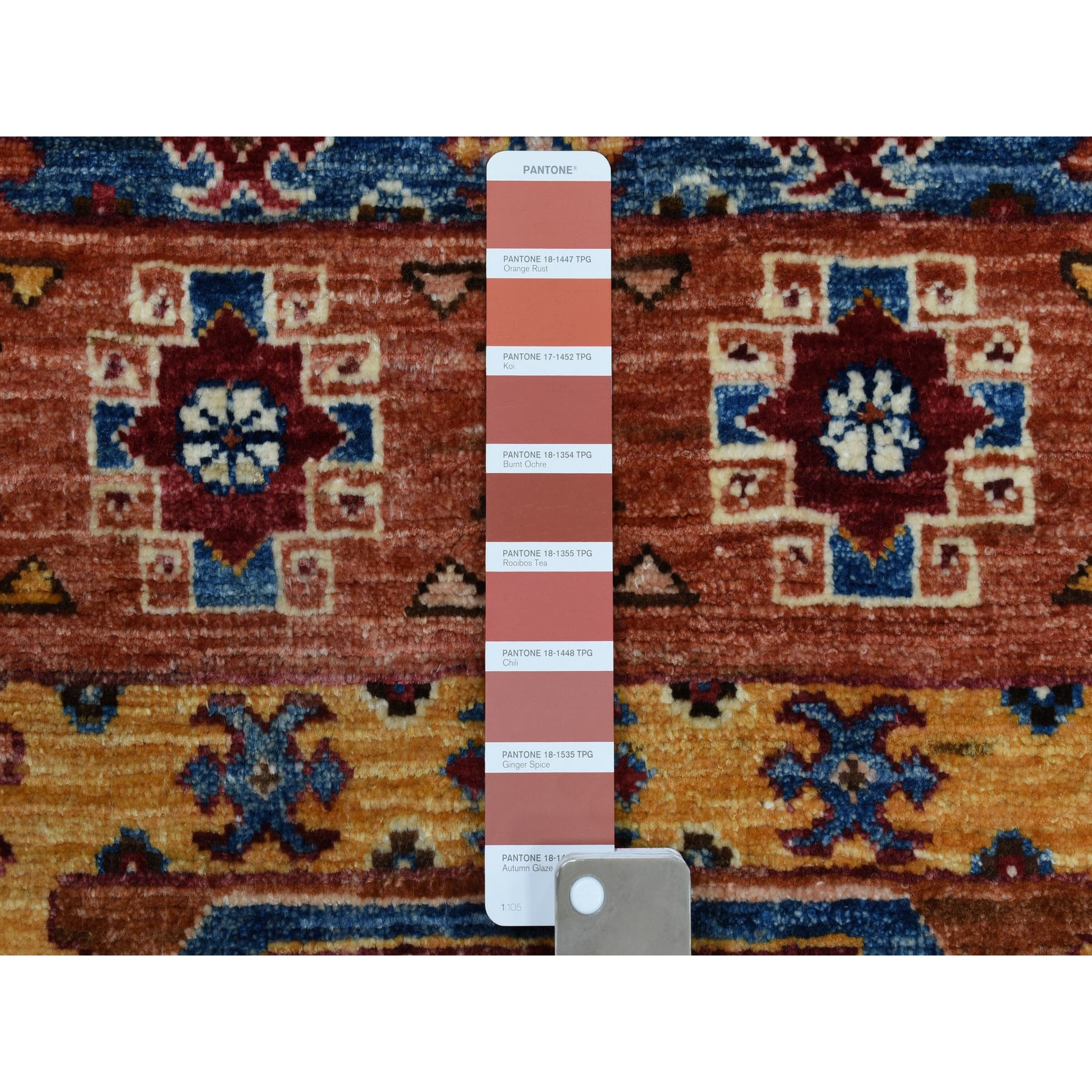 2-9 x4-2  Khorjin Design Orange Super Kazak Geometric Pure Wool Hand Knotted Oriental Rug 