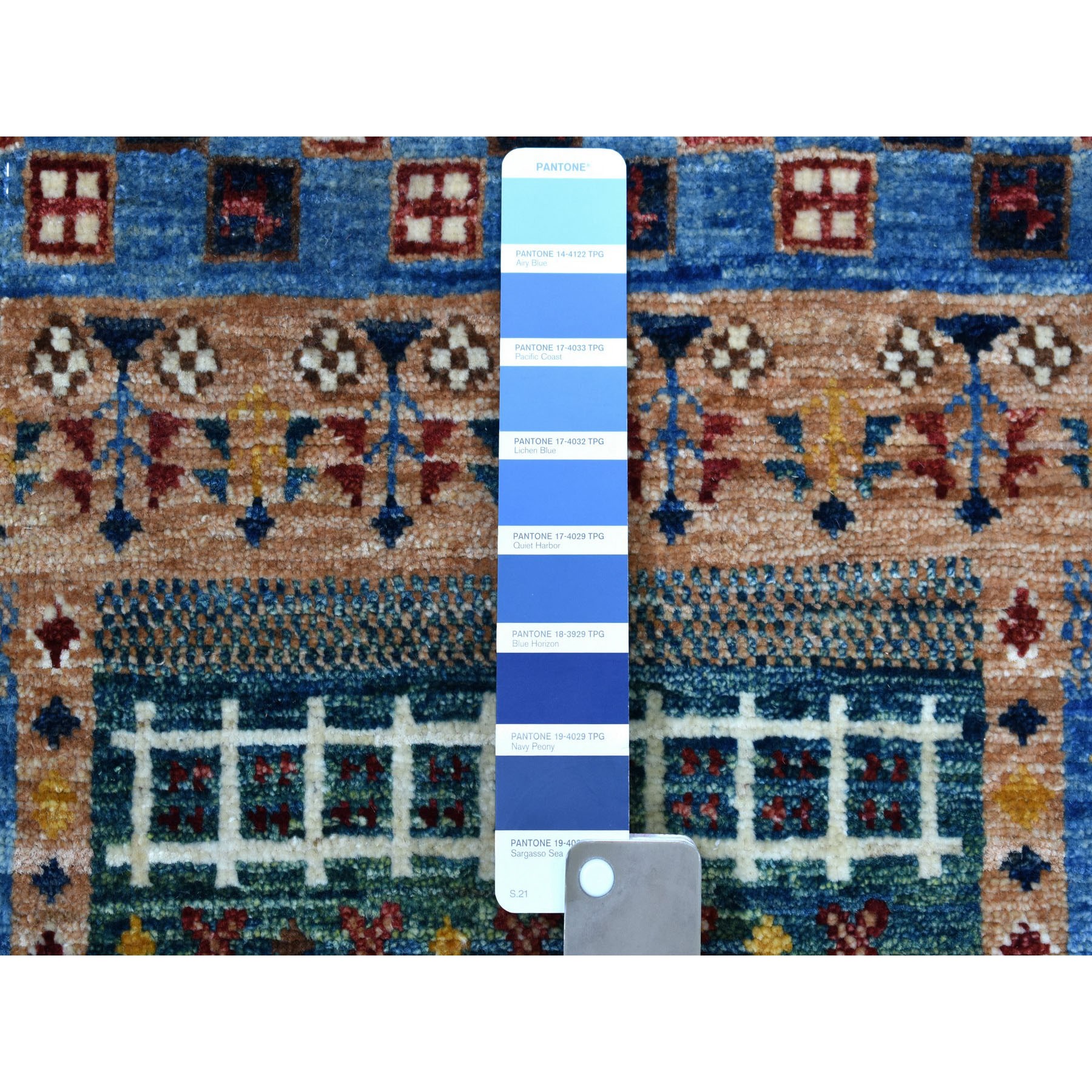 2-1 x3-2  Blue Kashkuli Design Super Kazak Geometric Pure Wool Hand Knotted Oriental Rug 