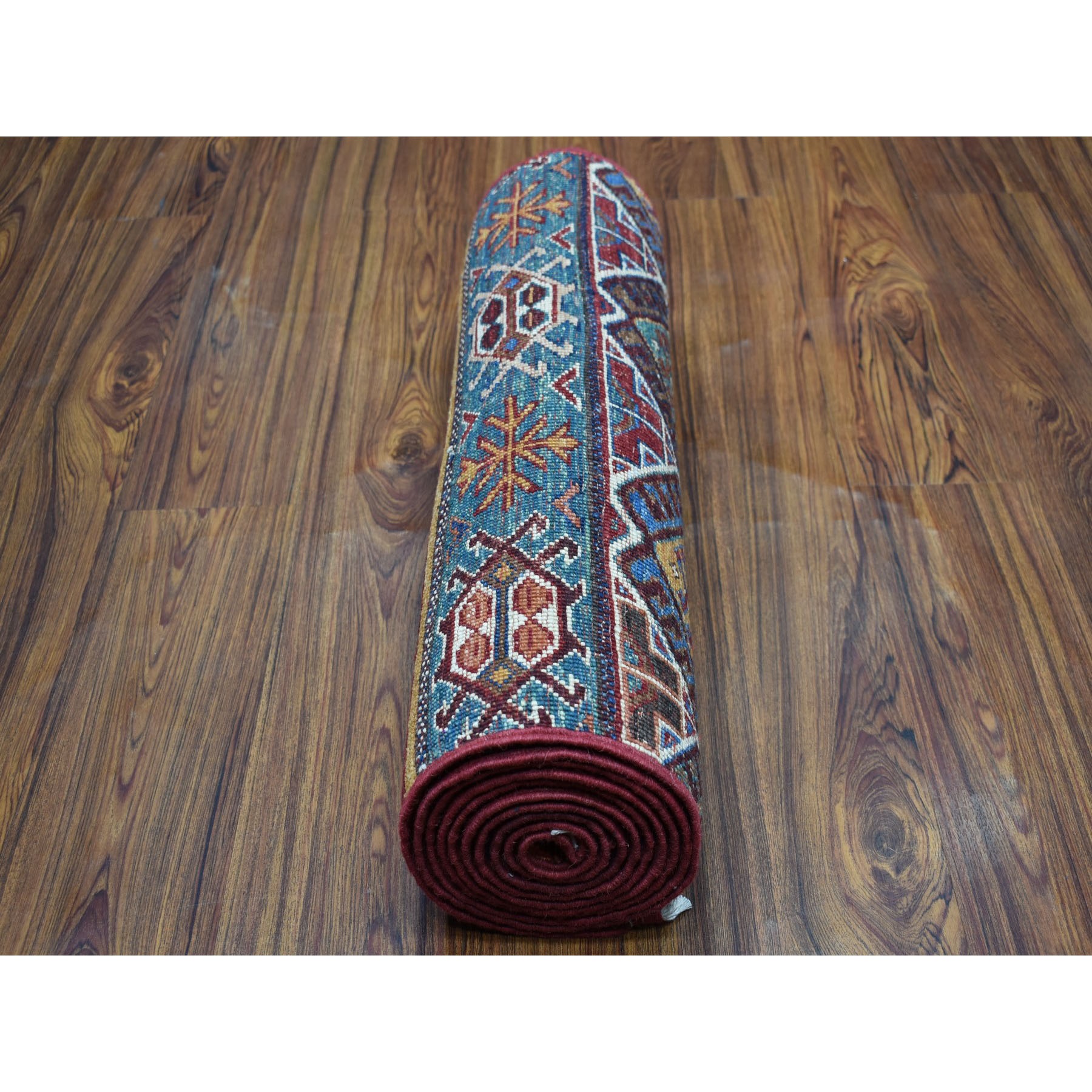 2-x10-2  Khorjin Design Runner Red Super Kazak Geometric Hand Knotted 100% Wool Oriental Rug 