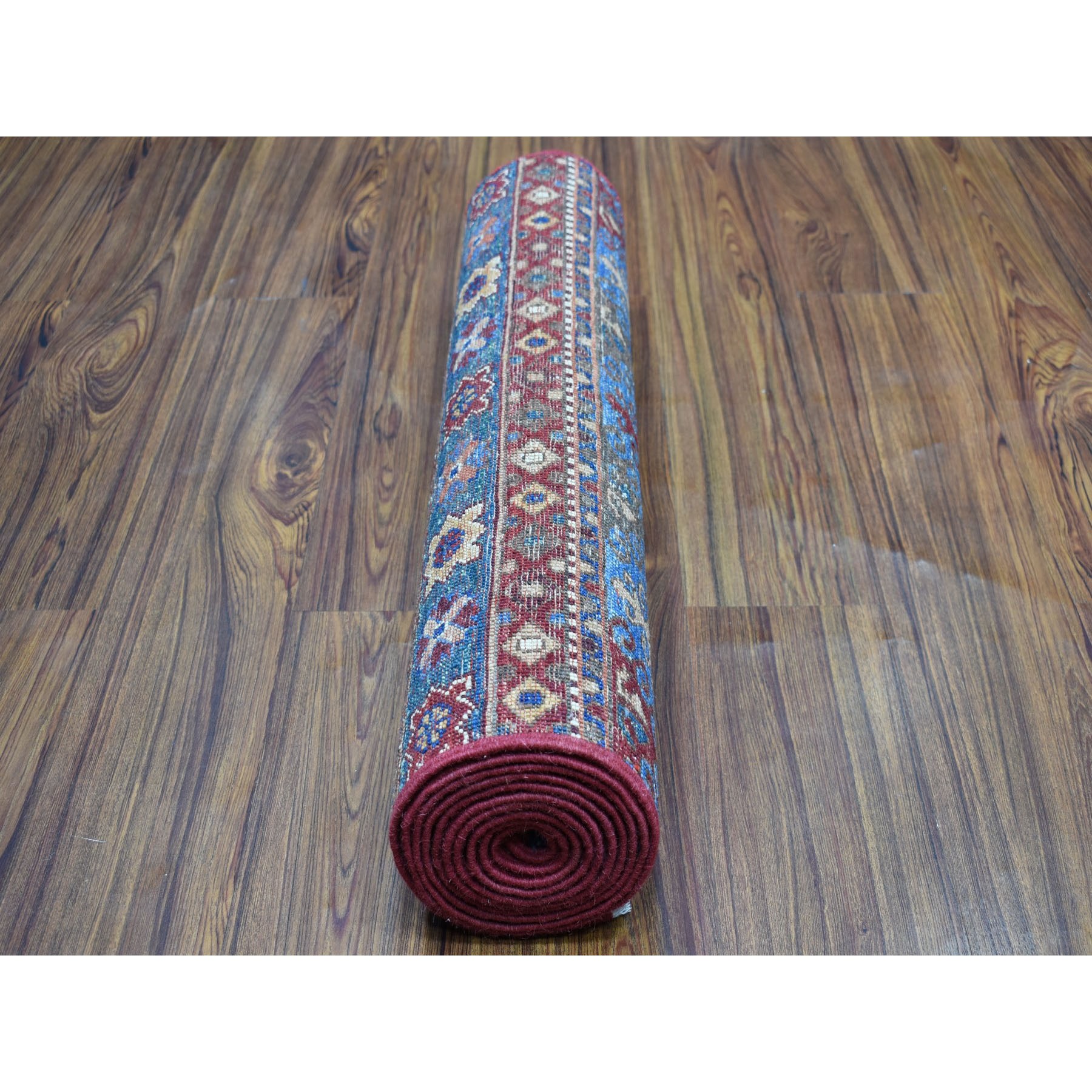 2-4 x9-7  Khorjin Design Runner Red Super Kazak Geometric Hand Knotted 100% Wool Oriental Rug 