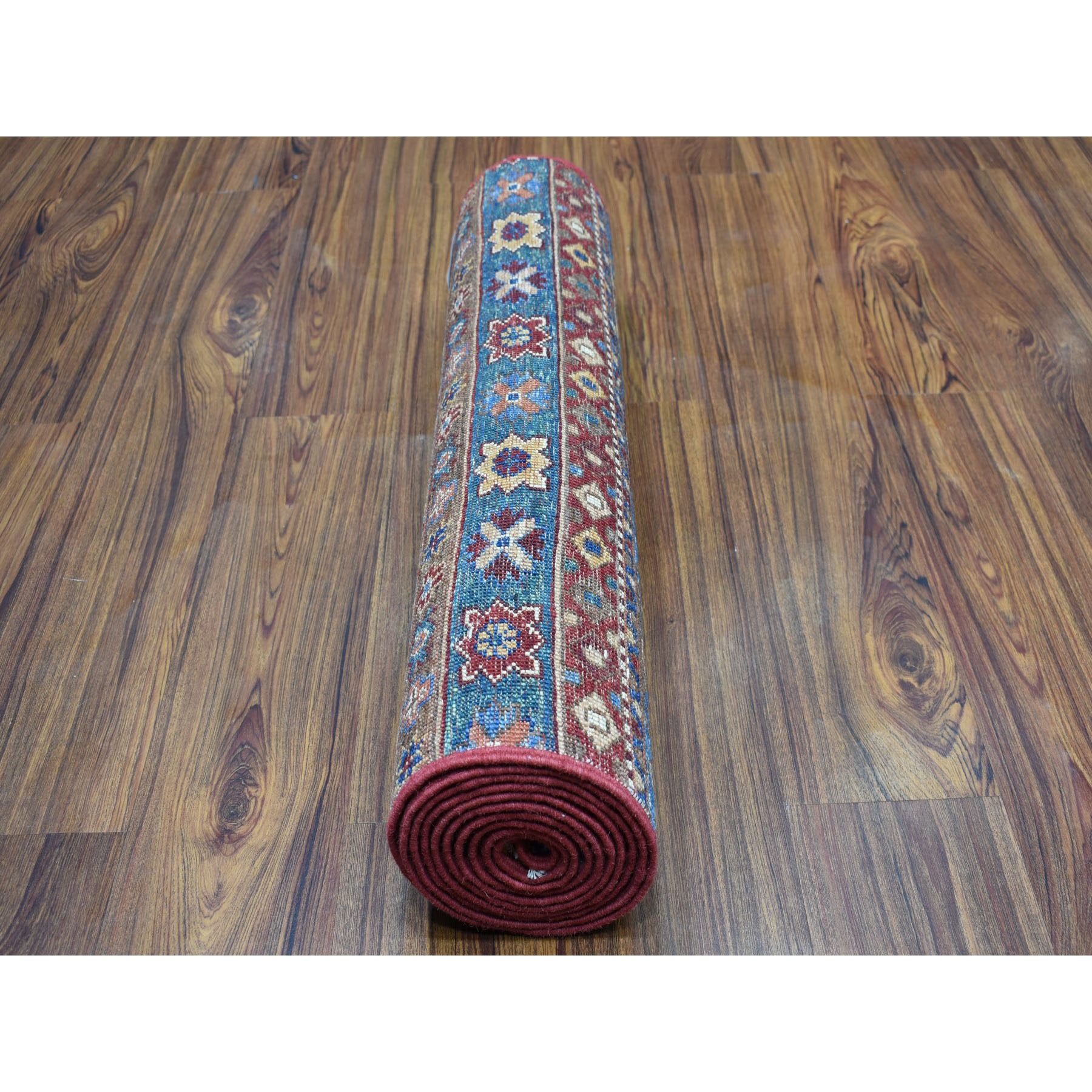 2-4 x9-8  Khorjin Design Runner Red Super Kazak Geometric Hand Knotted 100% Wool Oriental Rug 