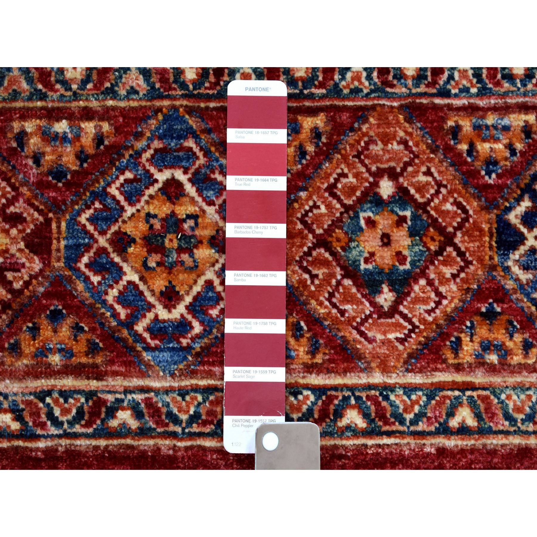 3-2 x7-6  Khorjin Design Runner Red Super Kazak Geometric Hand Knotted Pure Wool Oriental Rug 