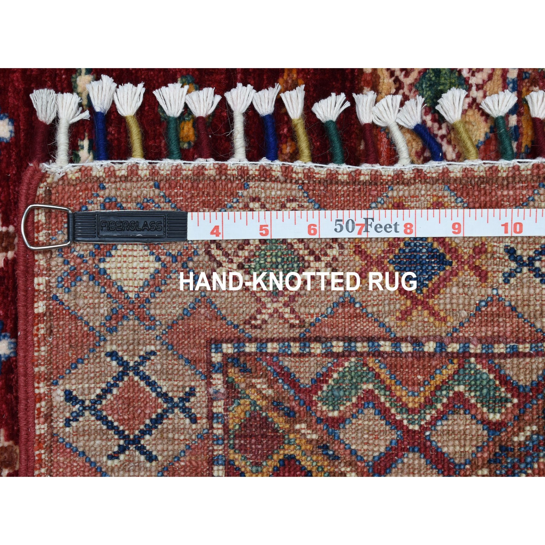 3-5 x4-10  Khorjin Design Red Super Kazak Geometric Pure Wool Hand Knotted Oriental Rug 