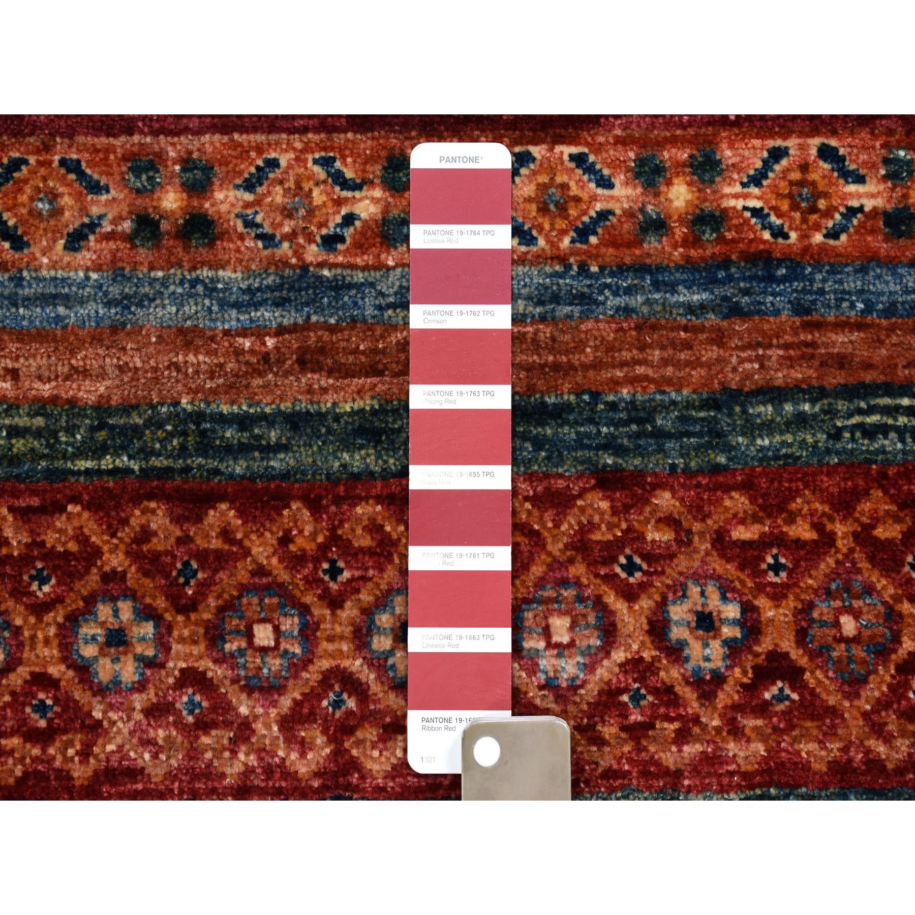 3-x8-3  Khorjin Design Runner Red Super Kazak Geometric Hand Knotted Pure Wool Oriental Rug 