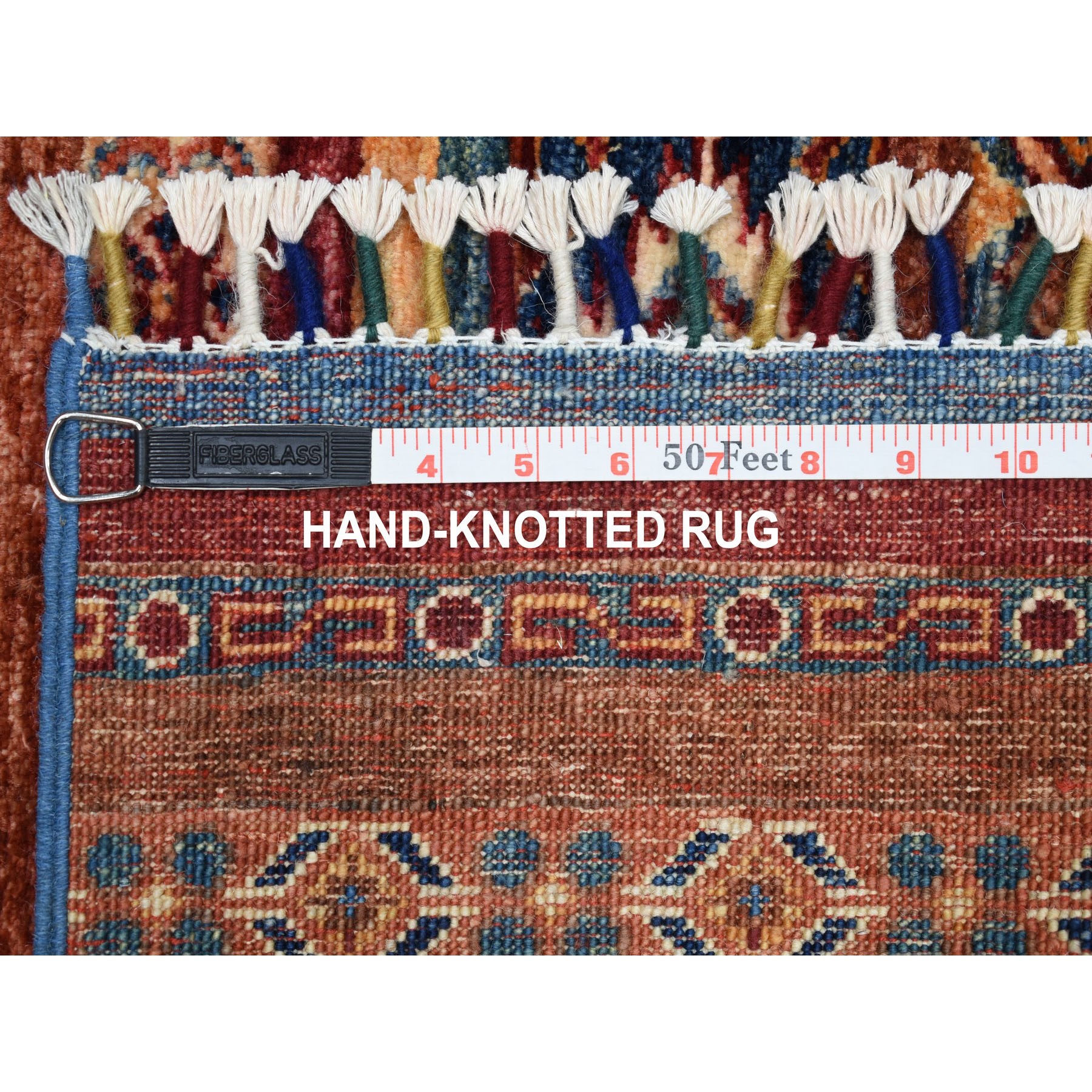 3-x8-3  Khorjin Design Runner Red Super Kazak Geometric Hand Knotted Pure Wool Oriental Rug 
