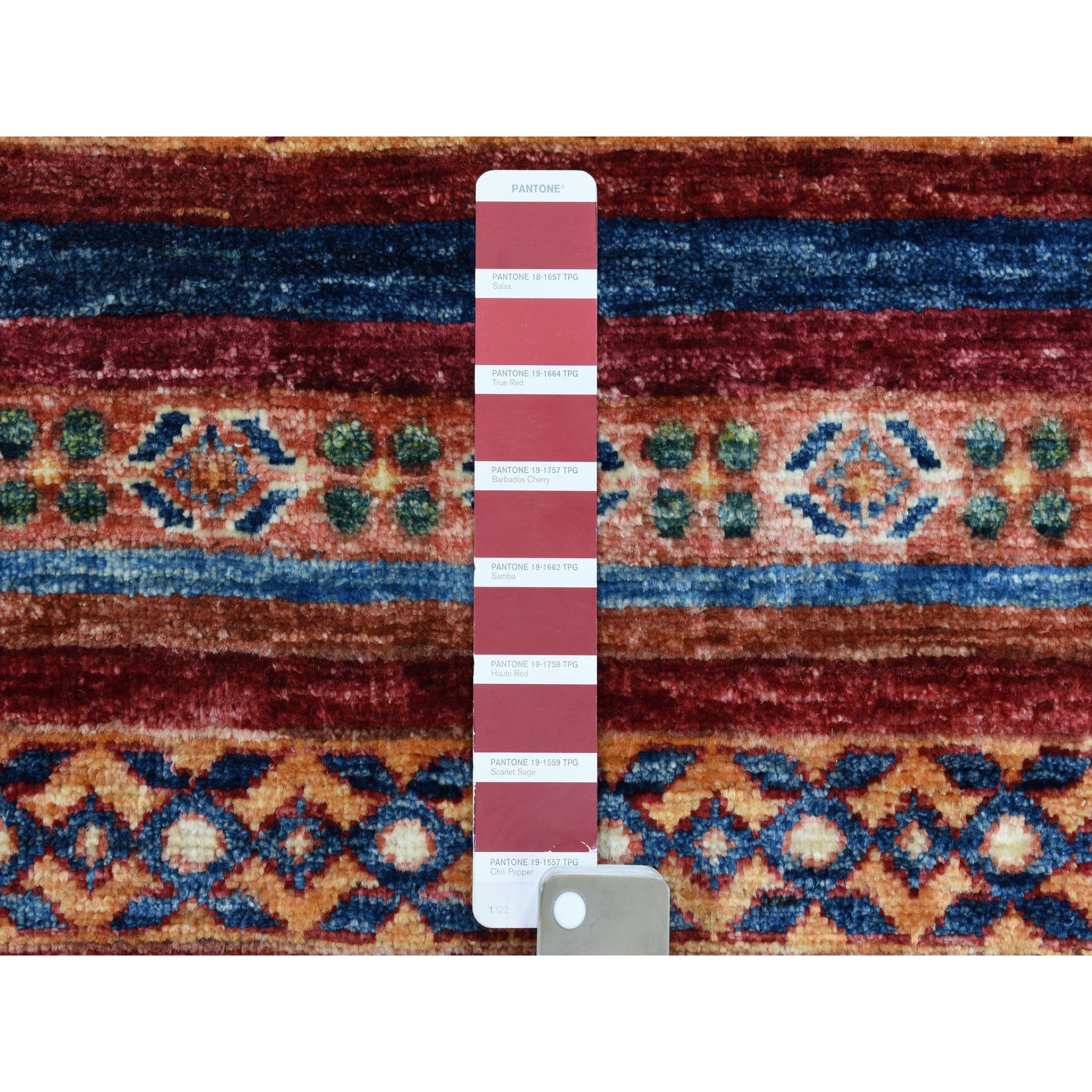 3-x8-2  Khorjin Design Runner Red Super Kazak Geometric Hand Knotted Pure Wool Oriental Rug 