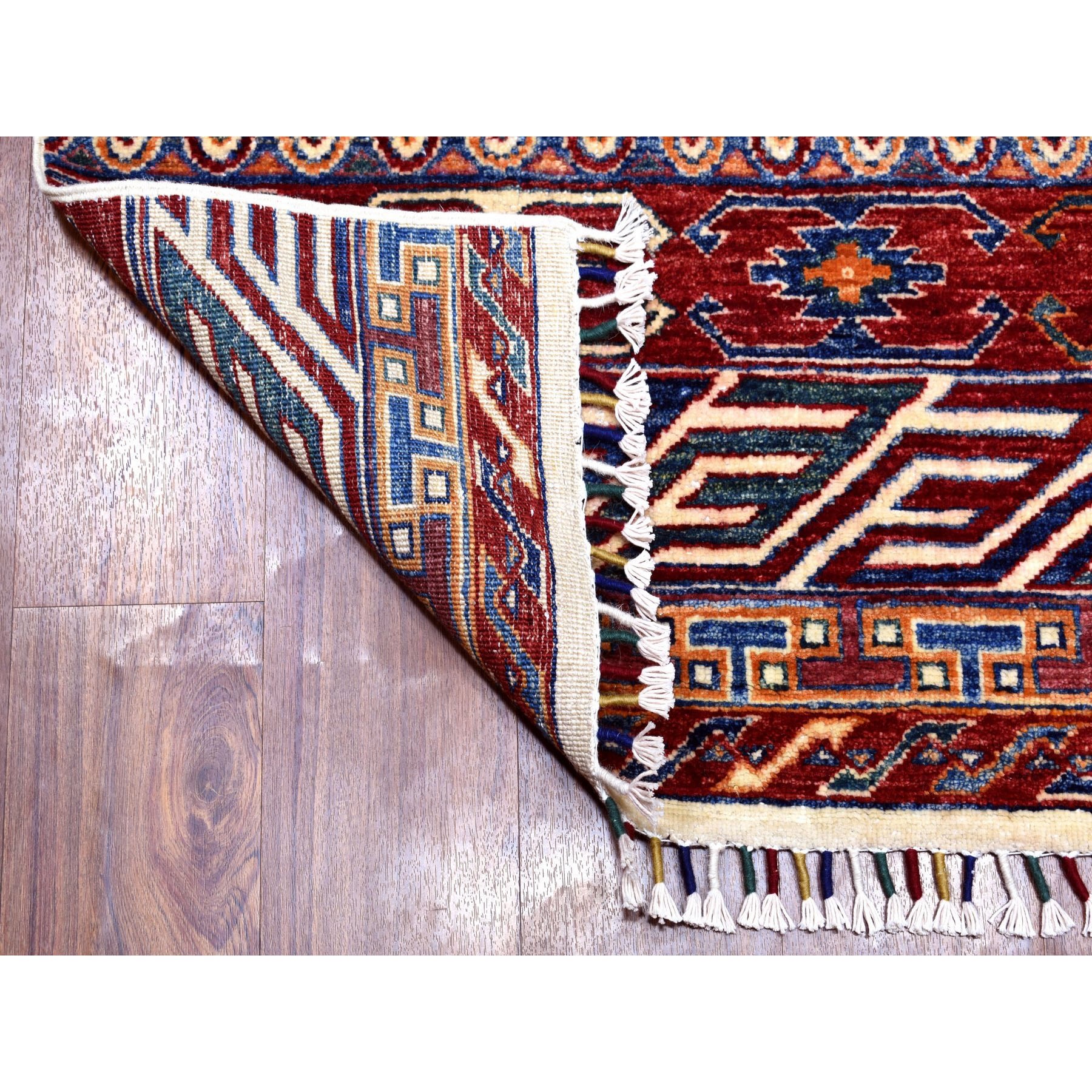 2-4 x9-1  Khorjin Design Runner Blue Super Kazak Tribal Pure Wool Hand Knotted Oriental Rug 