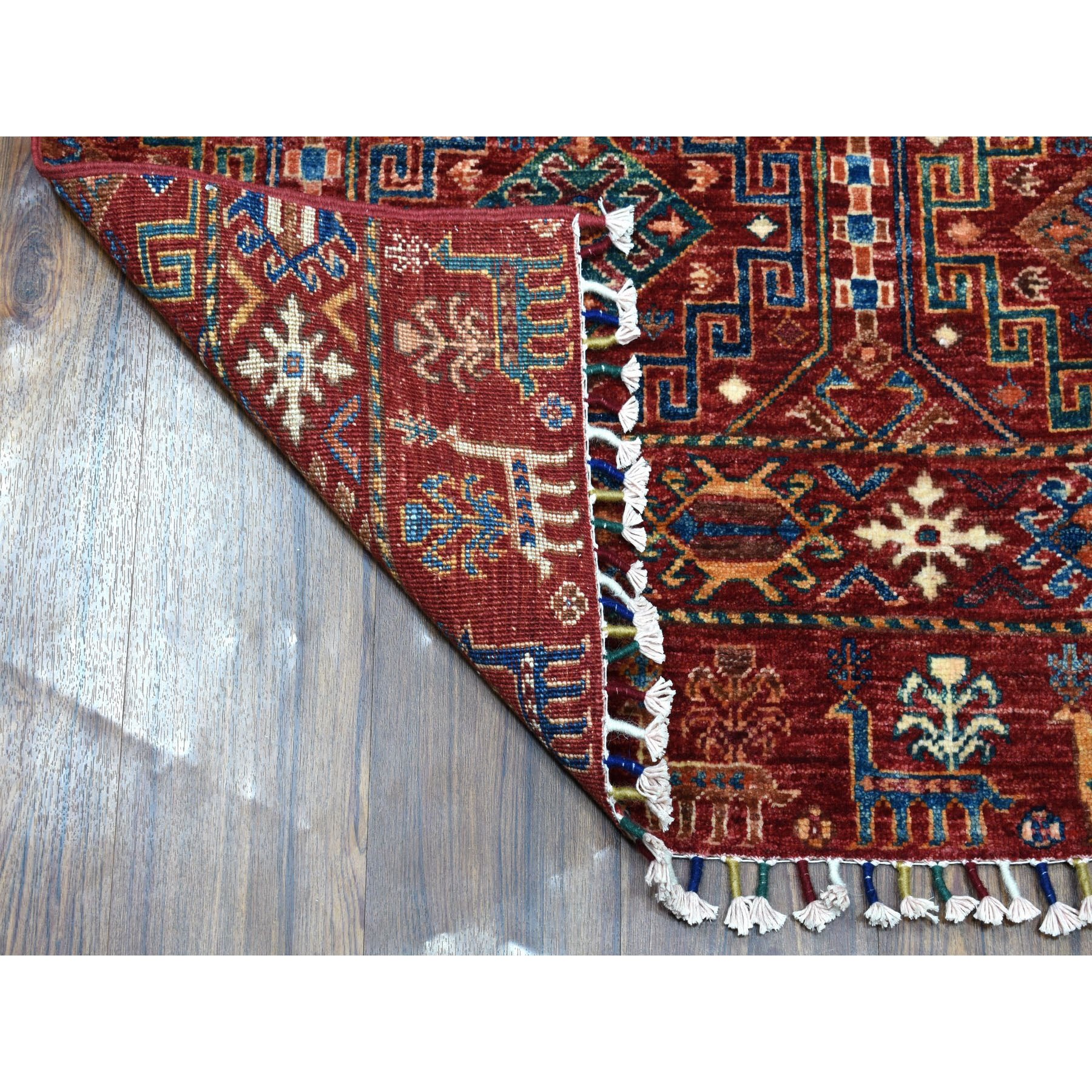 2-6 x6-5  Khorjin Design Runner Red Super Kazak Pictorial Hand Knotted 100% Wool Oriental Rug 