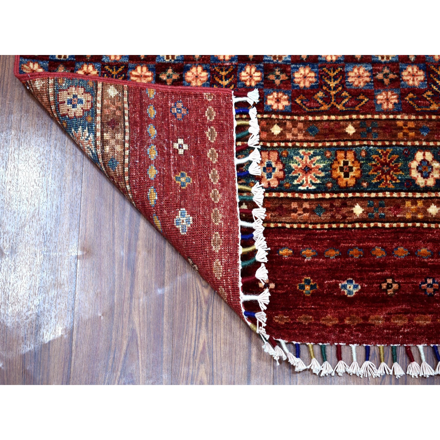 2-7 x6-6  Khorjin Design Runner Red Super Kazak Geometric Pure Wool Hand Knotted Oriental Rug 
