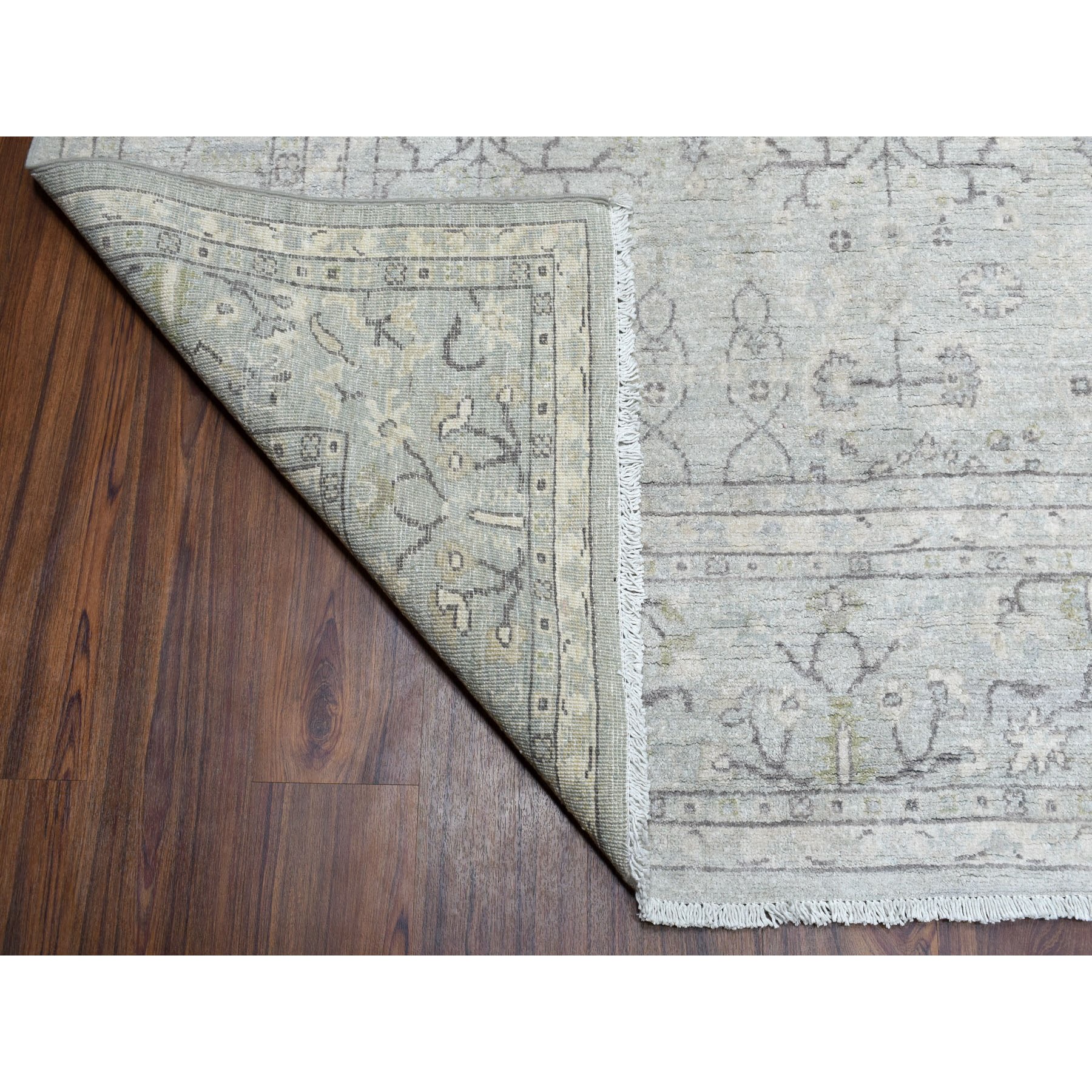 8-9 x11-2  White Wash Peshawar Pure Wool Hand Knotted Oriental Rug 