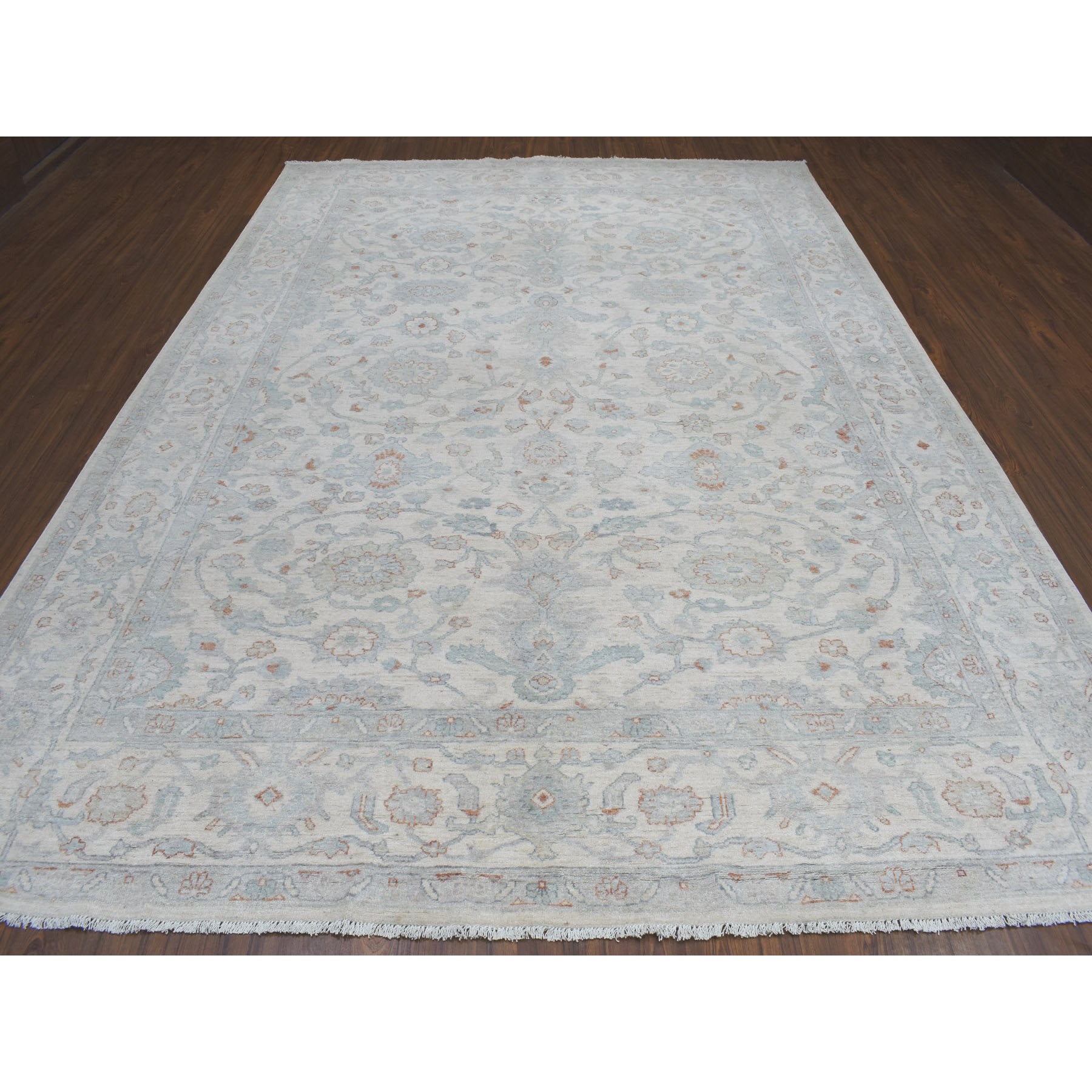 8-9 x12- White Wash Peshawar Pure Wool Hand Knotted Oriental Rug 
