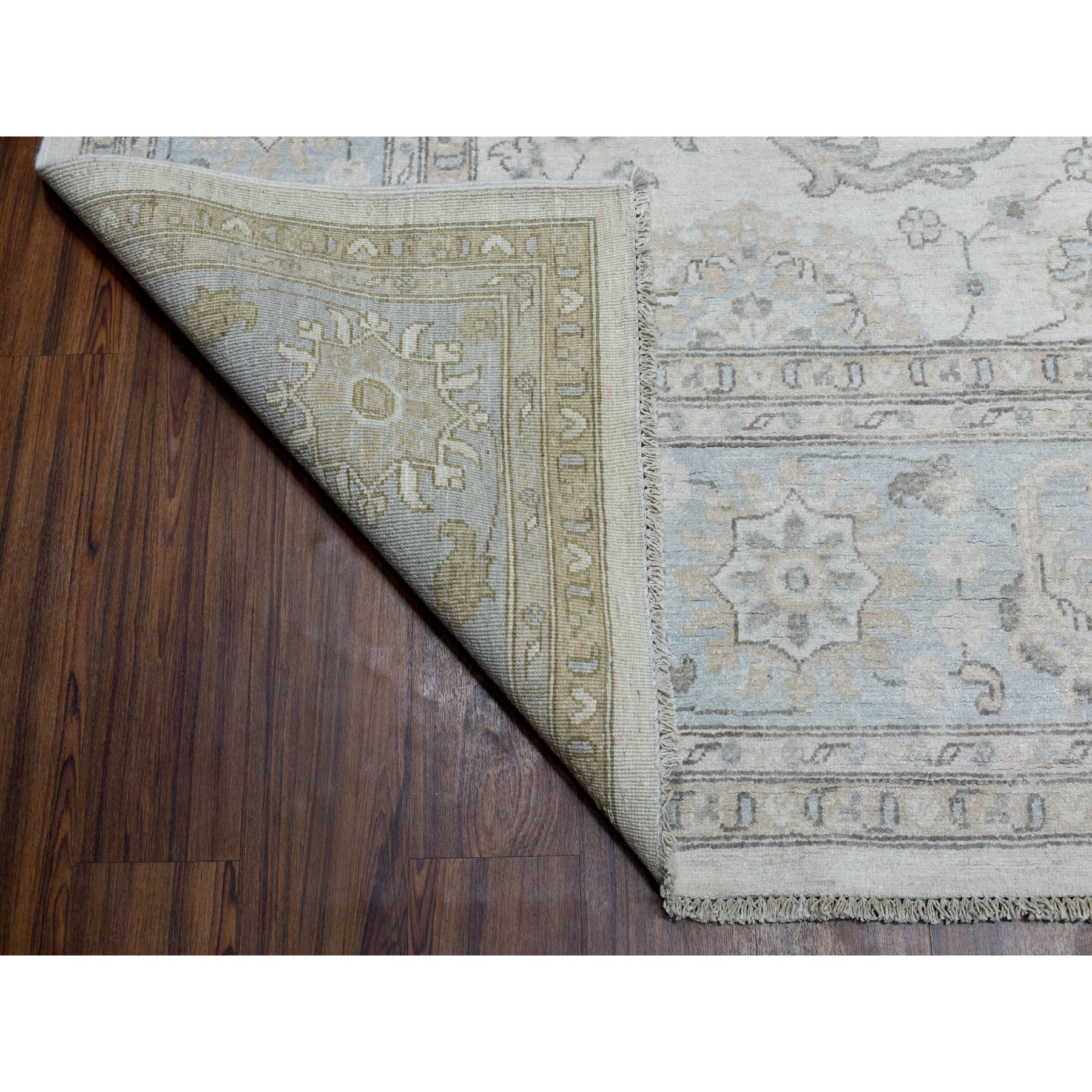 8-10 x12- White Wash Peshawar Pure Wool Hand Knotted Oriental Rug 
