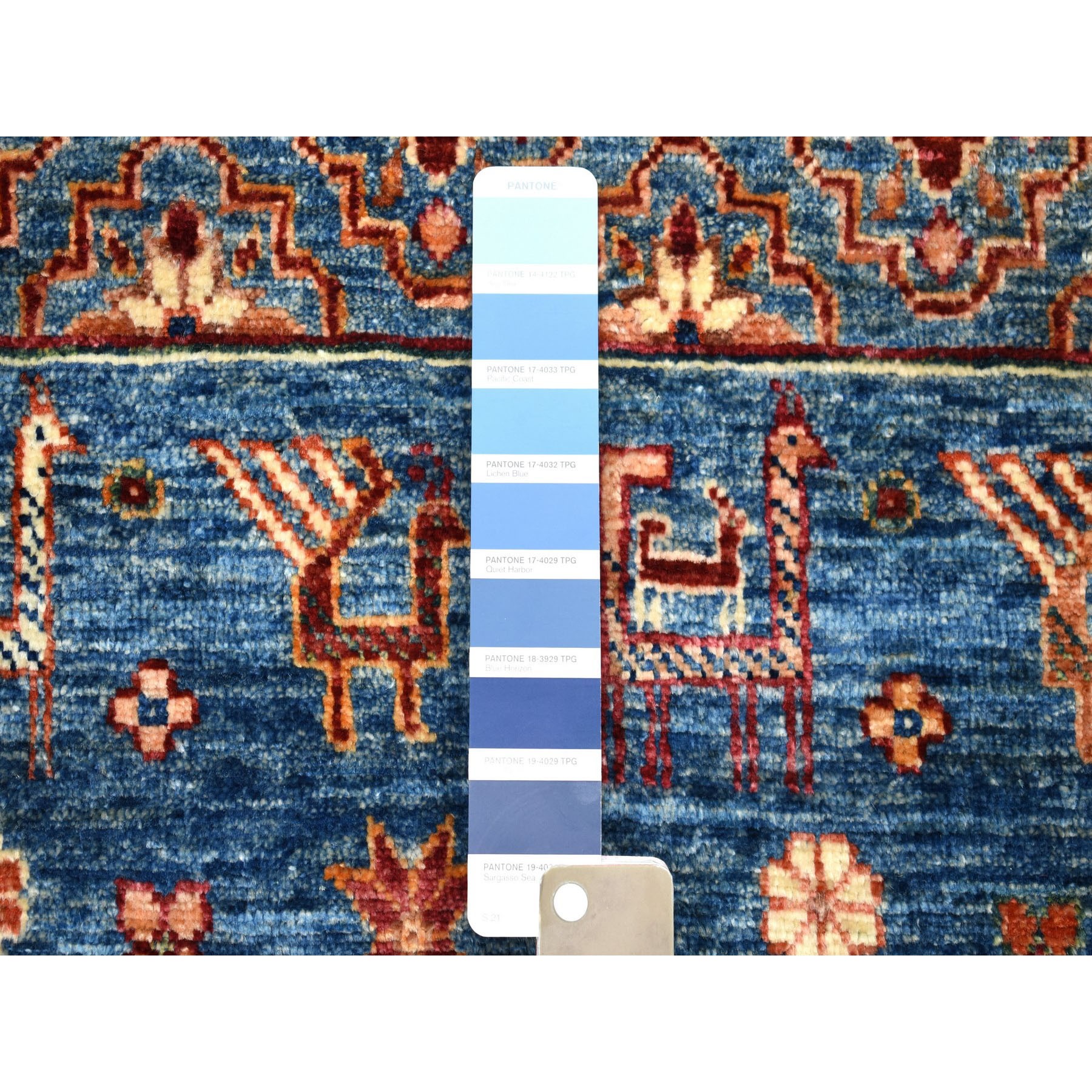 2-9 x7-9  Blue Khorjin Design Runner Super Kazak Pictorial Pure Wool Hand Knotted Oriental Rug 
