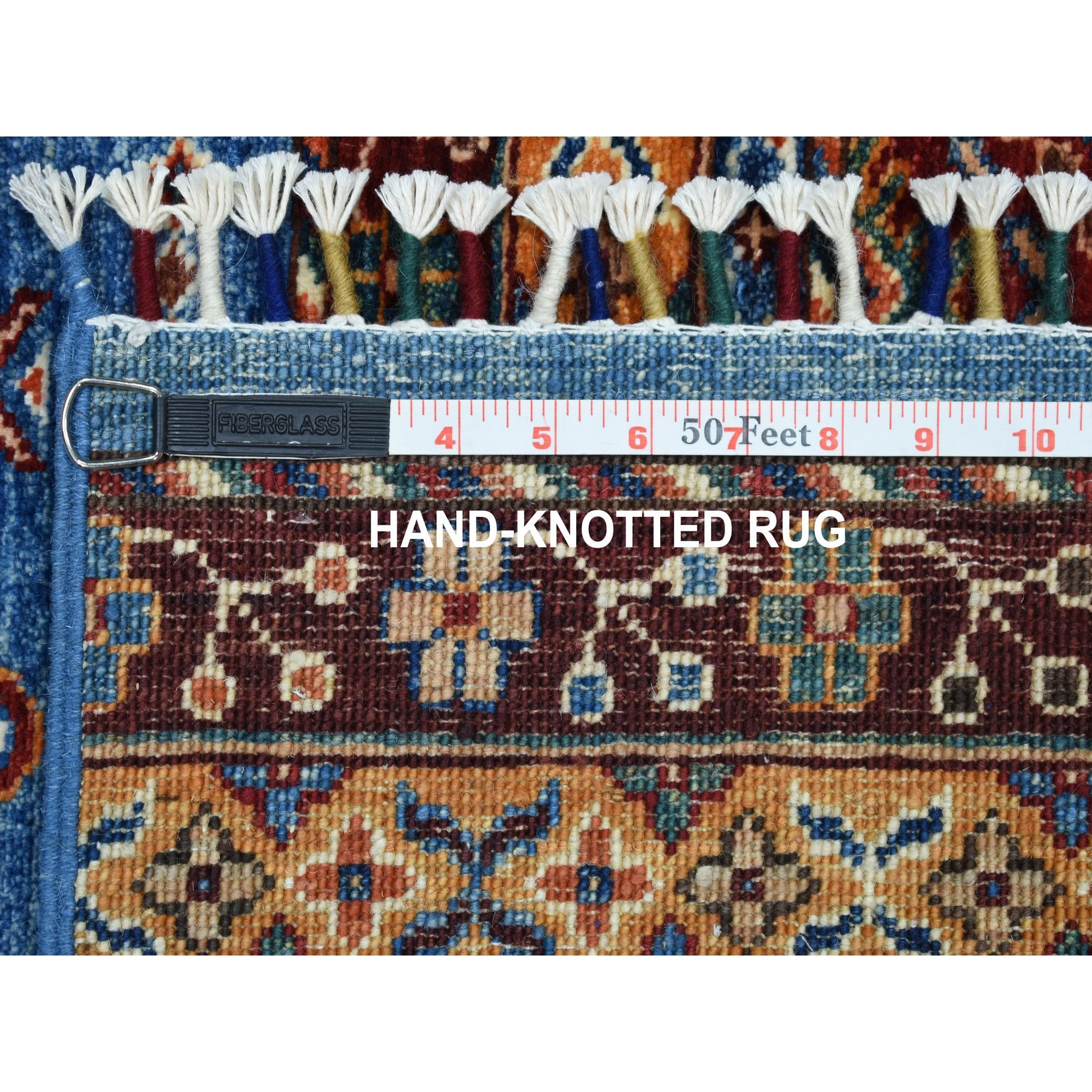 2-6  x6-7  Khorjin Design Runner Blue Super Kazak Geometric Pure Wool Hand Knotted Oriental Rug 