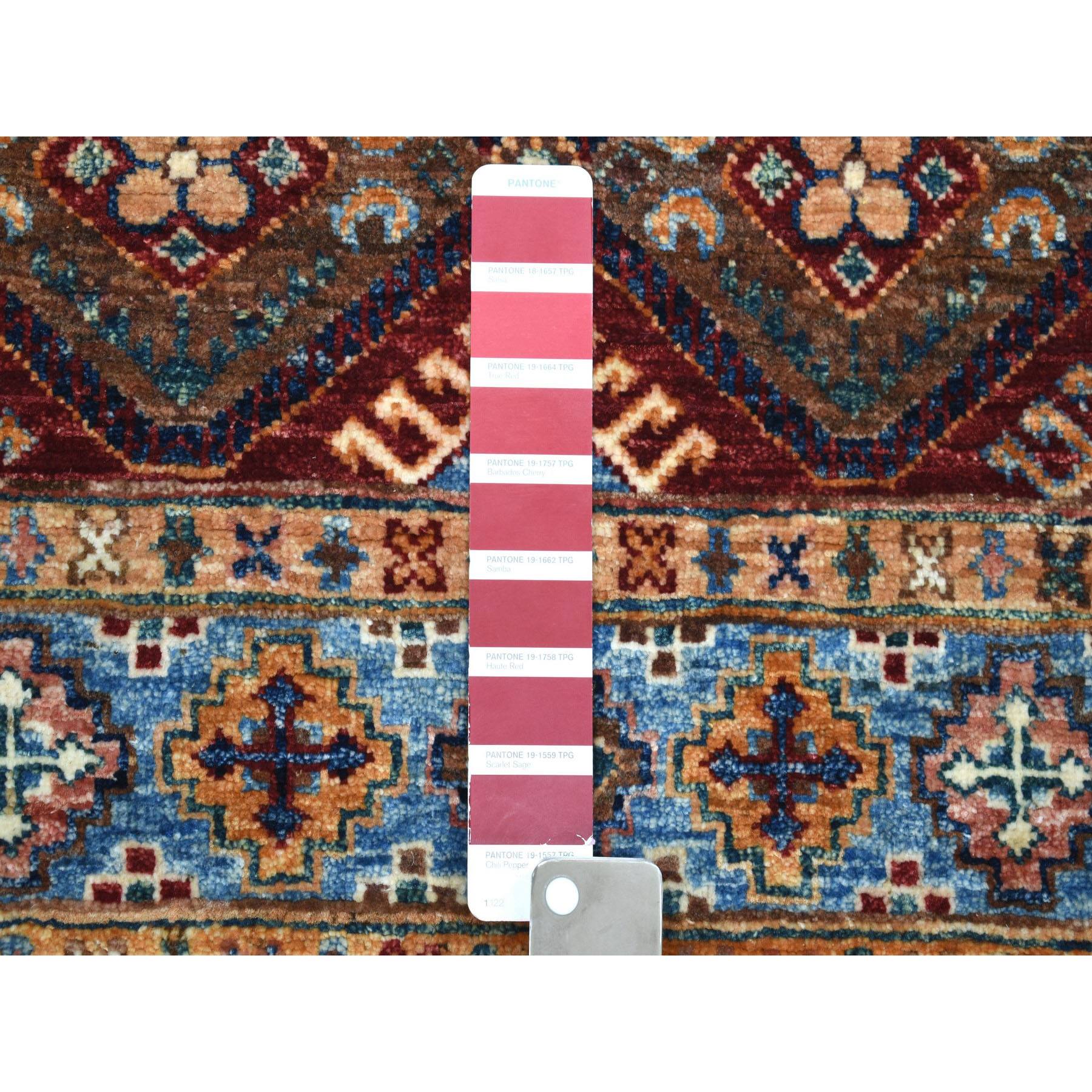 2-7 x9- Ivory Khorjin Design Runner Super Kazak Geometric Hand Knotted Pure Wool Oriental Rug 