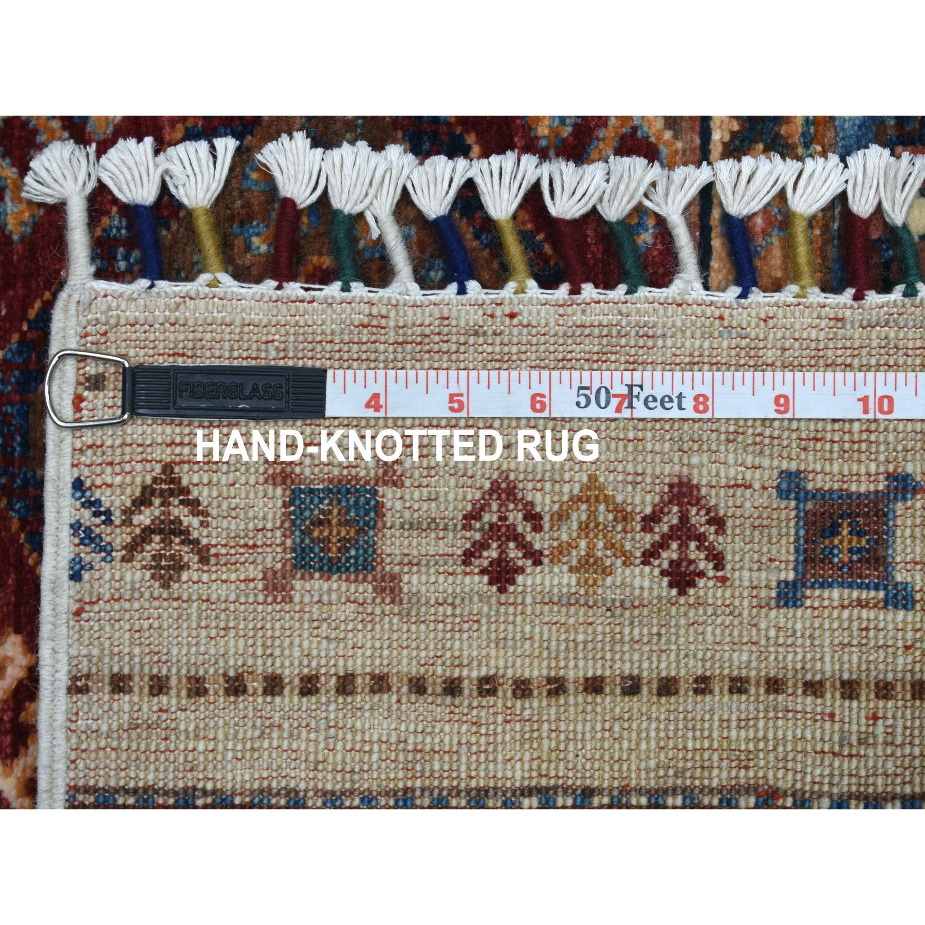 2-9 x9- Ivory Khorjin Design Runner Super Kazak Geometric Hand Knotted Pure Wool Oriental Rug 