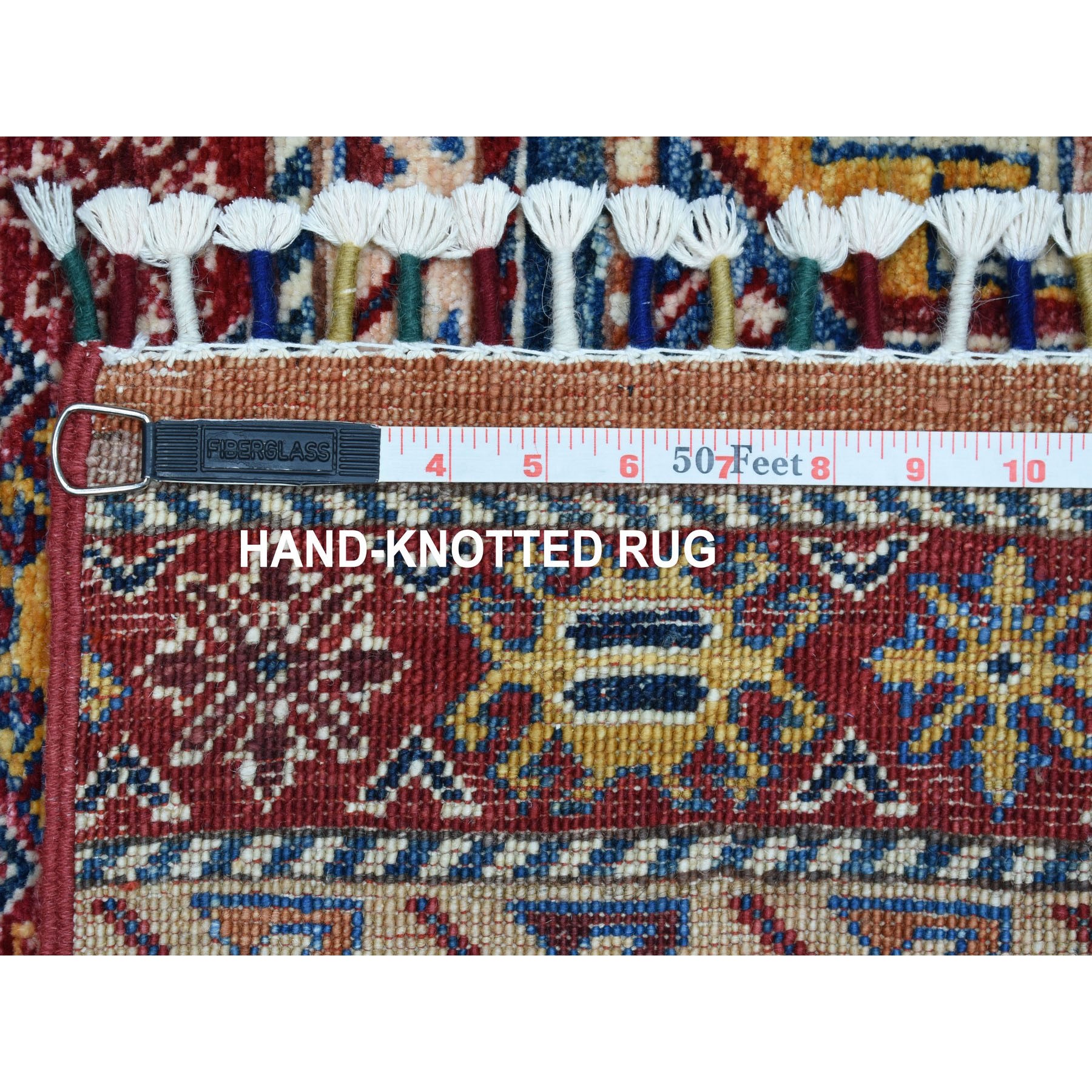 2-5 x6-7  Red Khorjin Design Runner Super Kazak Geometric Hand Knotted Pure Wool Oriental Rug 