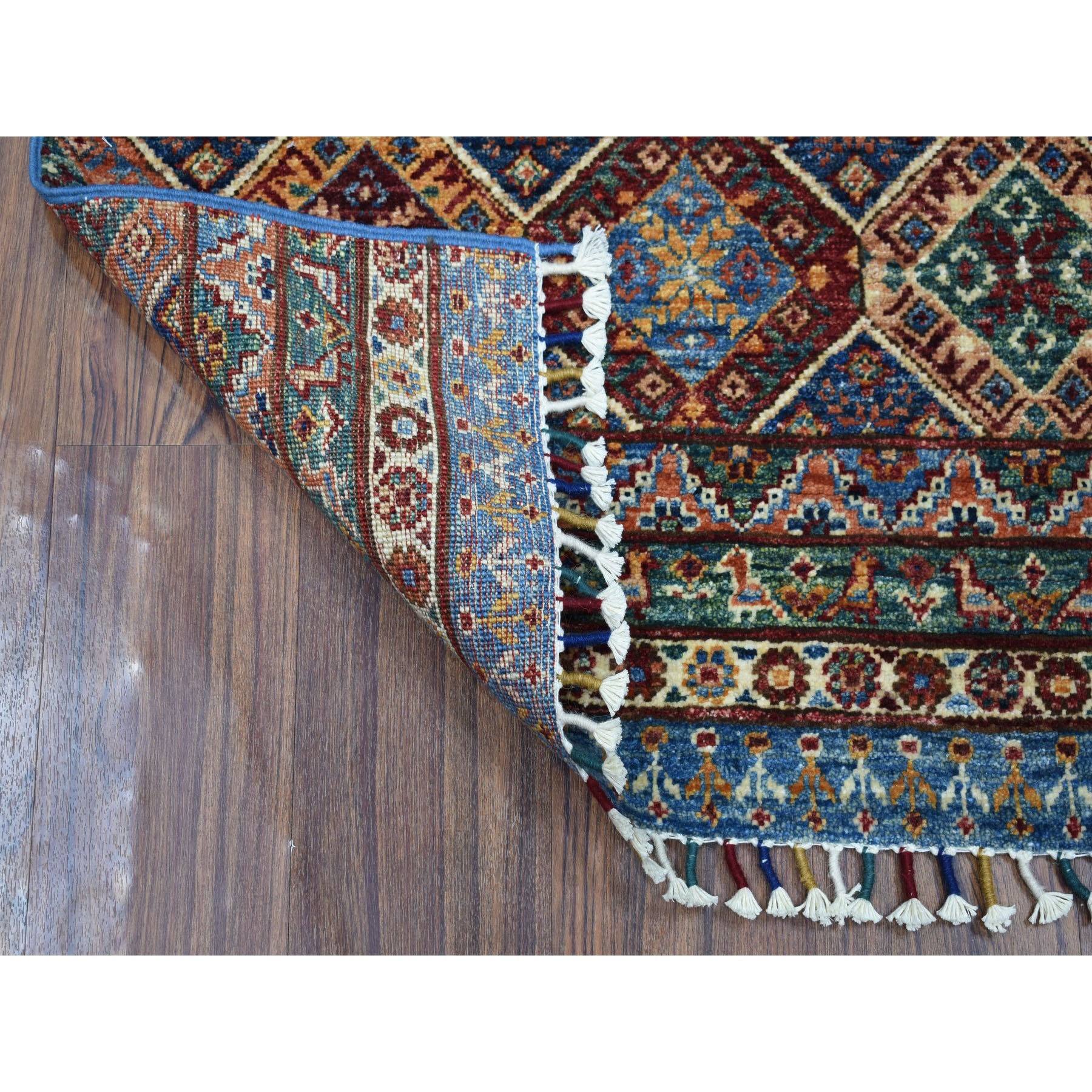 2-6 x6-10  Blue Khorjin Design Runner Super Kazak Pictorial Pure Wool Hand Knotted Oriental Rug 