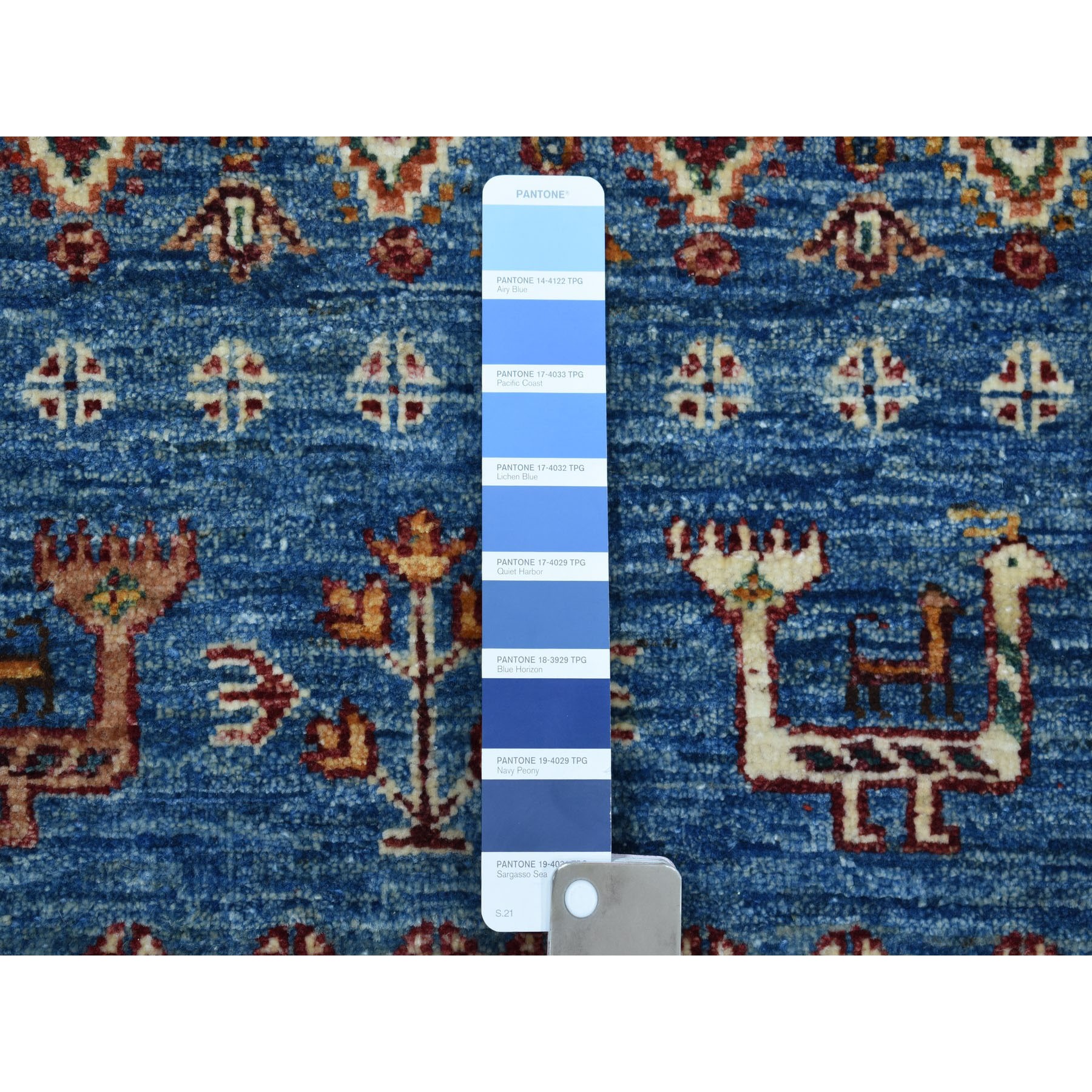 2-6 x6-10  Blue Khorjin Design Runner Super Kazak Pictorial Pure Wool Hand Knotted Oriental Rug 