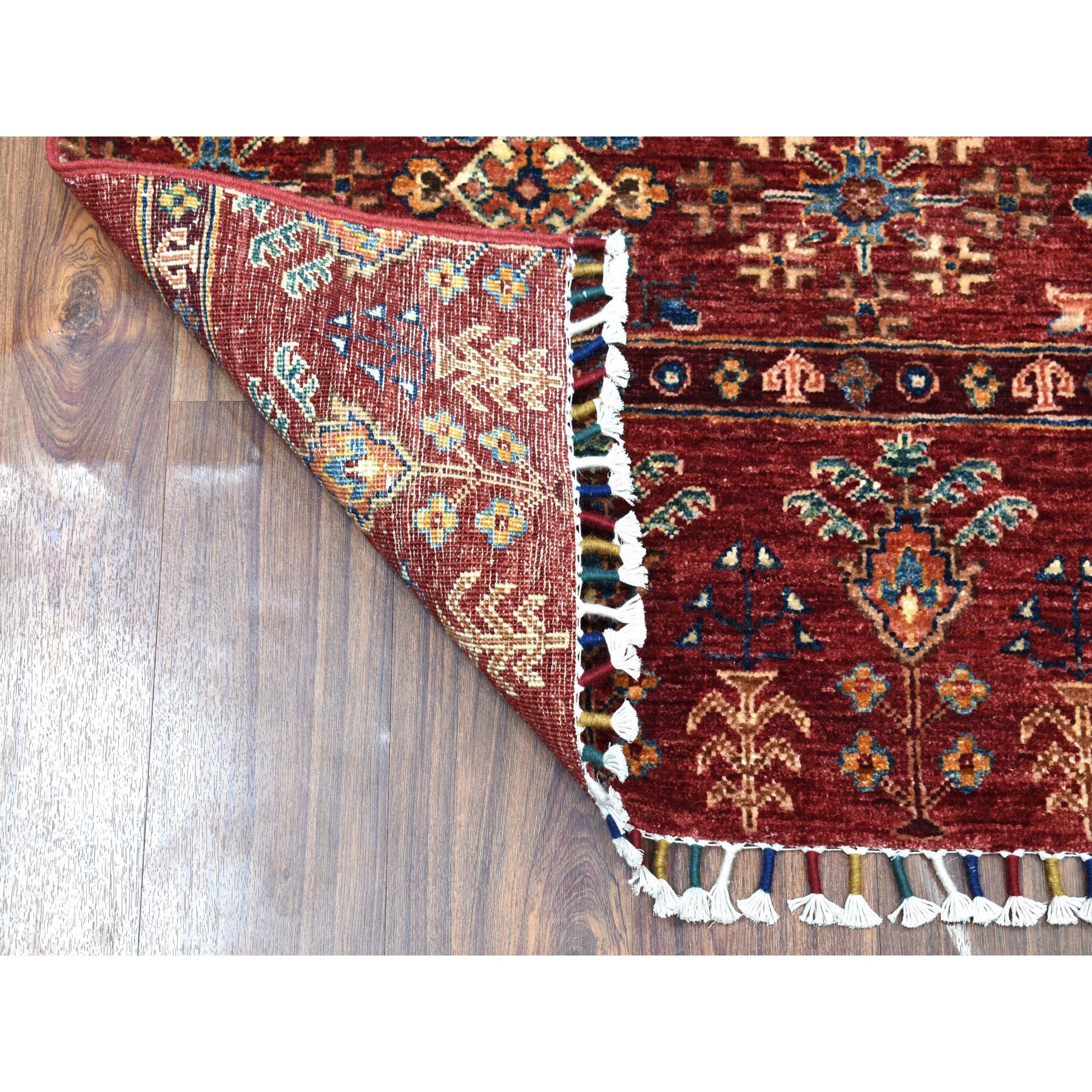 2-7 x6-5  Red Khorjin Design Runner Super Kazak Geometric Pure Wool Hand Knotted Oriental Rug 
