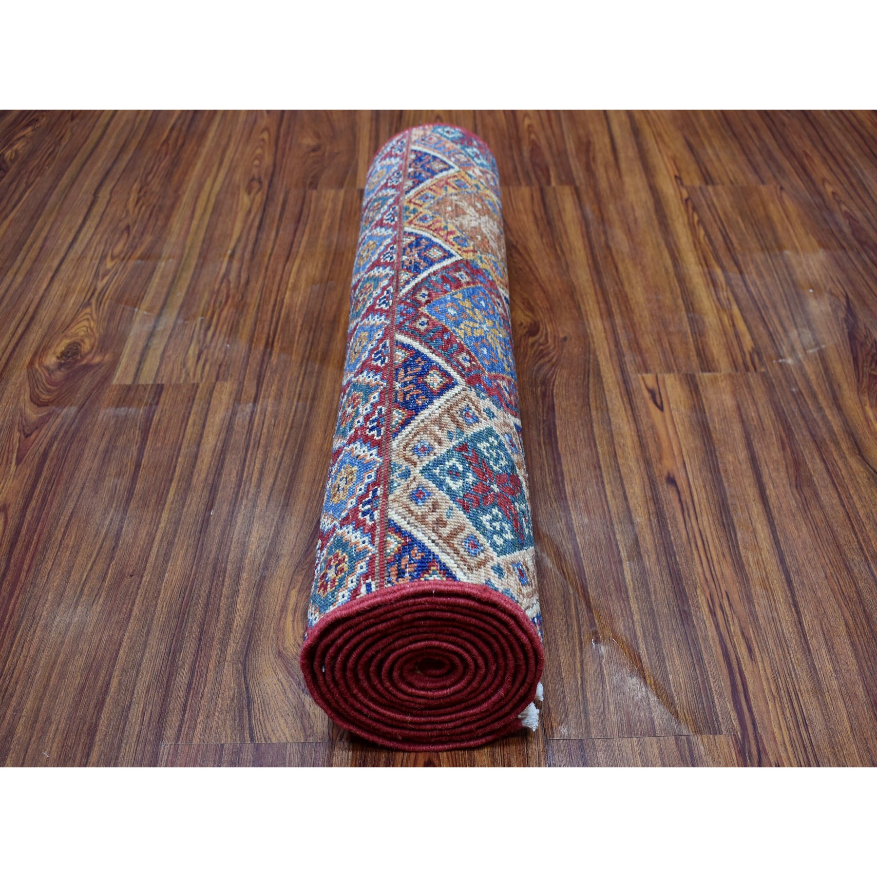 2-5 x10- Red Khorjin Design Runner Super Kazak Geometric Pure Wool Hand Knotted Oriental Rug 