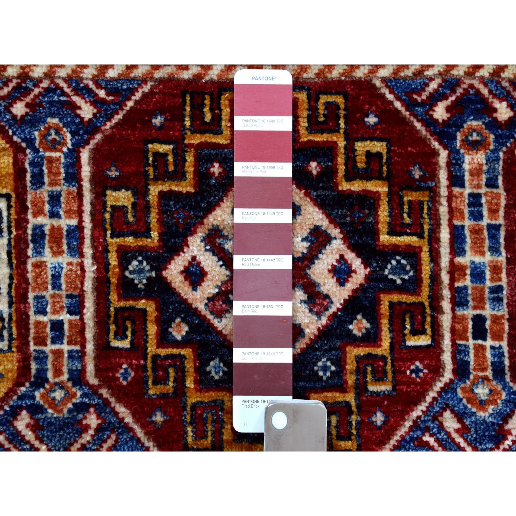 2-7 x6-7  Red Khorjin Design Runner Super Kazak Geometric Hand Knotted Pure Wool Oriental Rug 